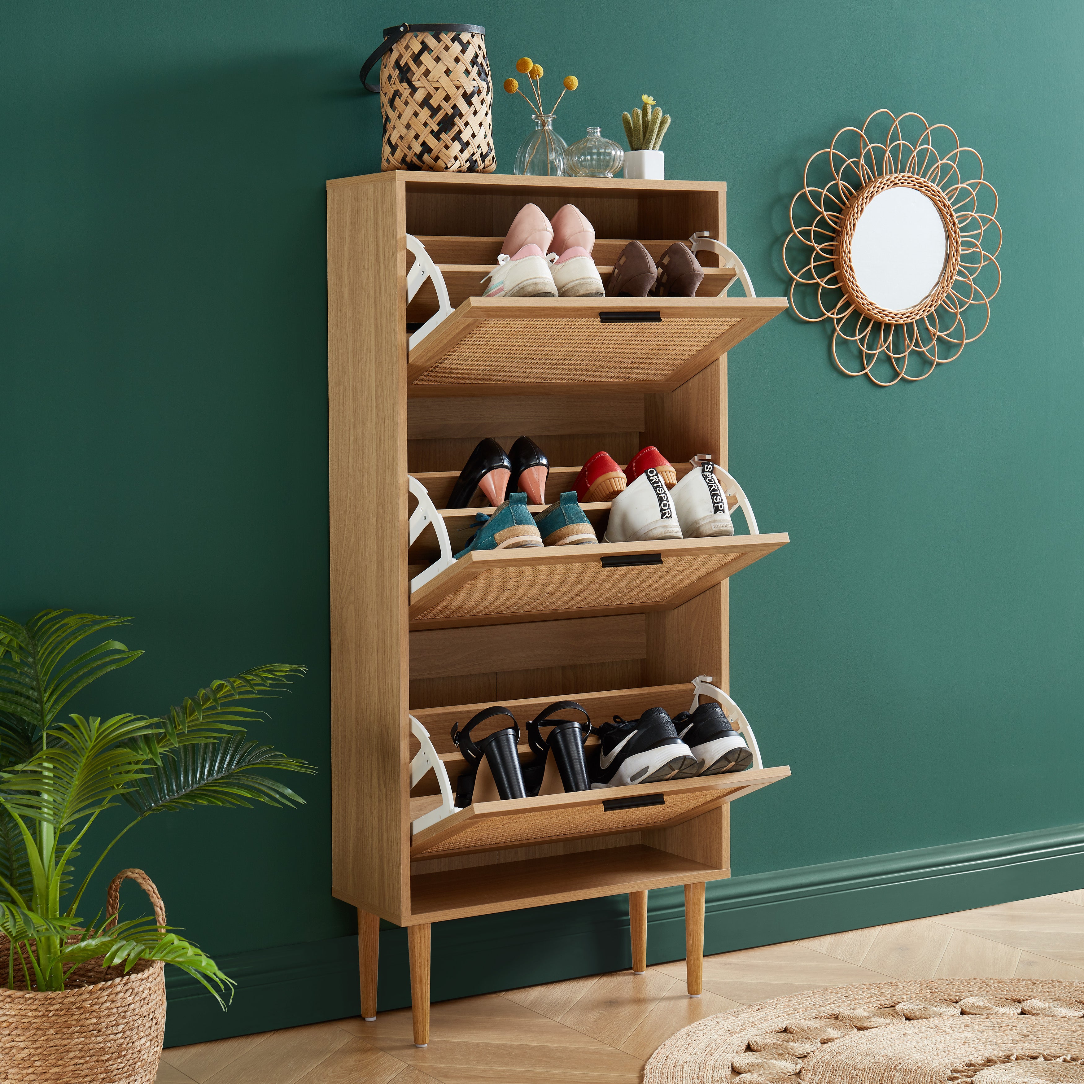 AMANA Rattan Cane Shoe Cabinet