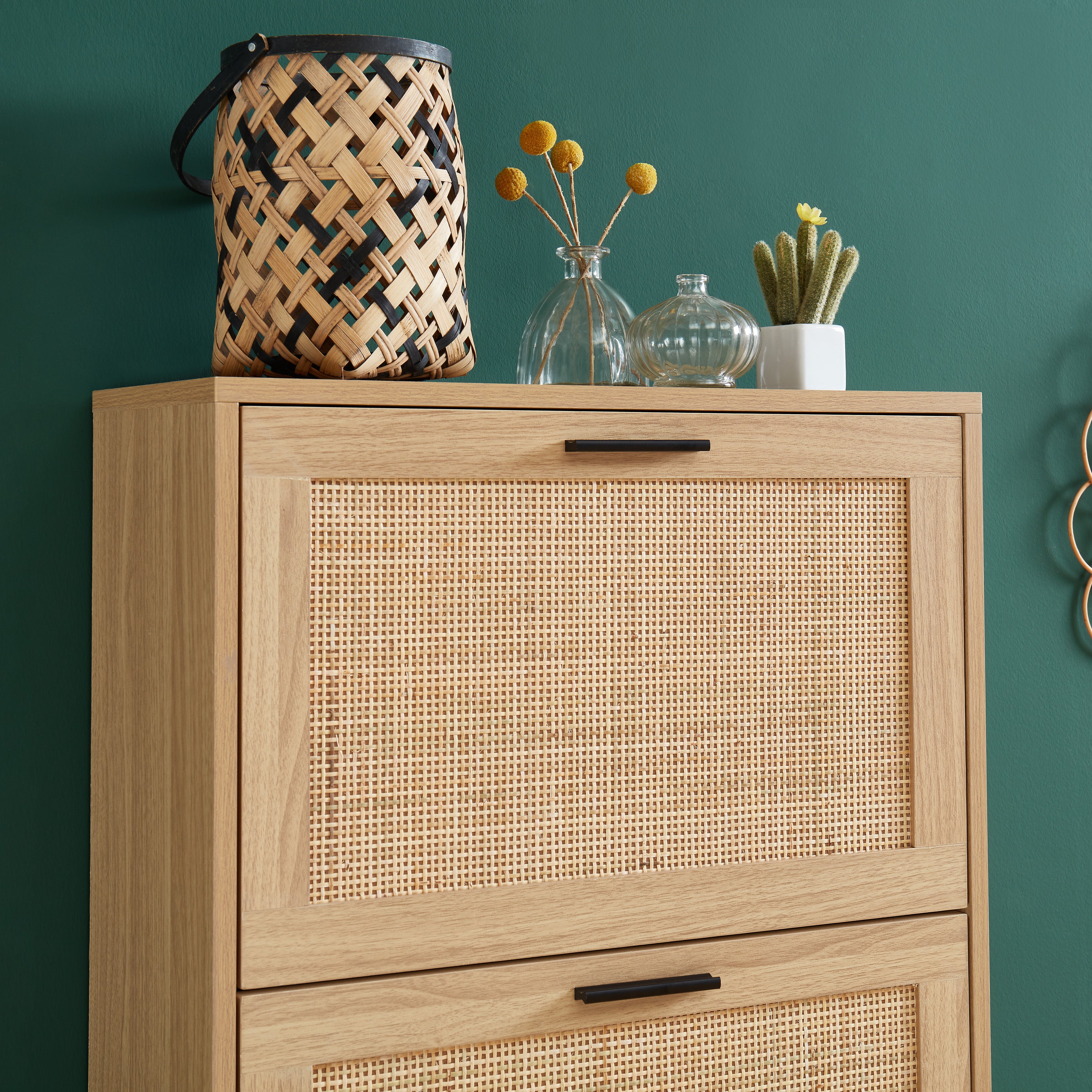 AMANA Rattan Cane Shoe Cabinet