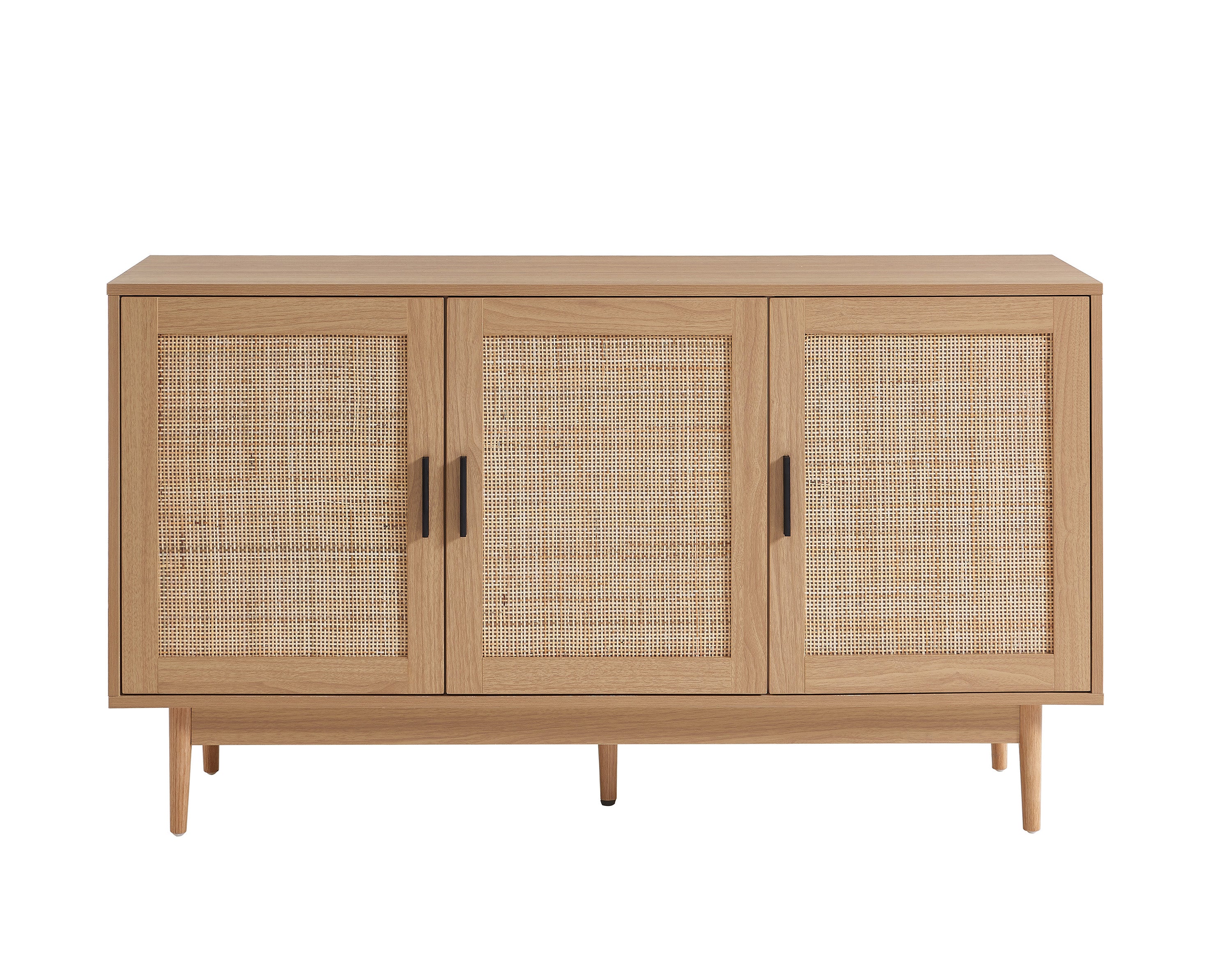 AMANA Rattan Cane Sideboard with Oak Effect and 3 Doors - Light wood
