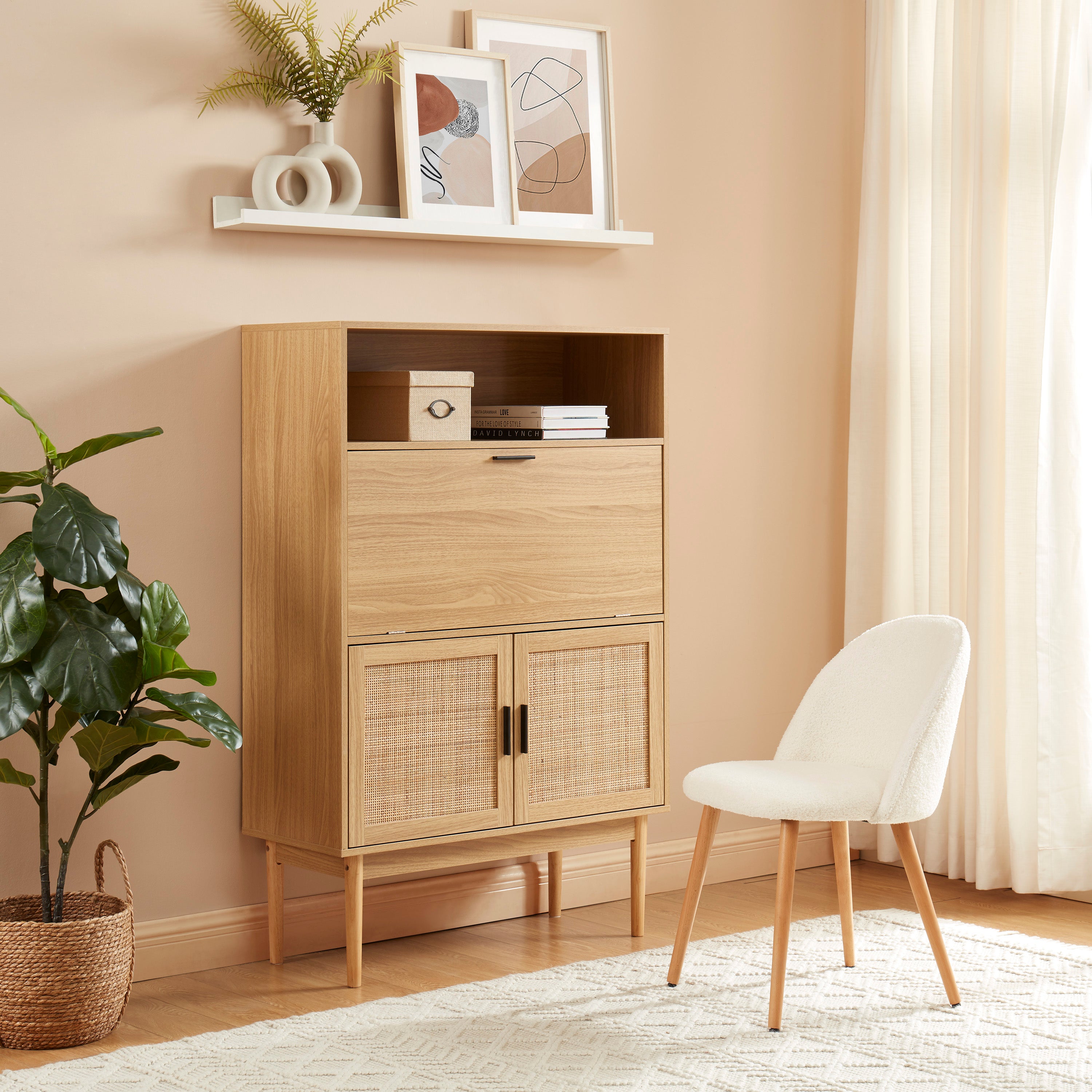 AMANA Rattan Cane Secretary Desk