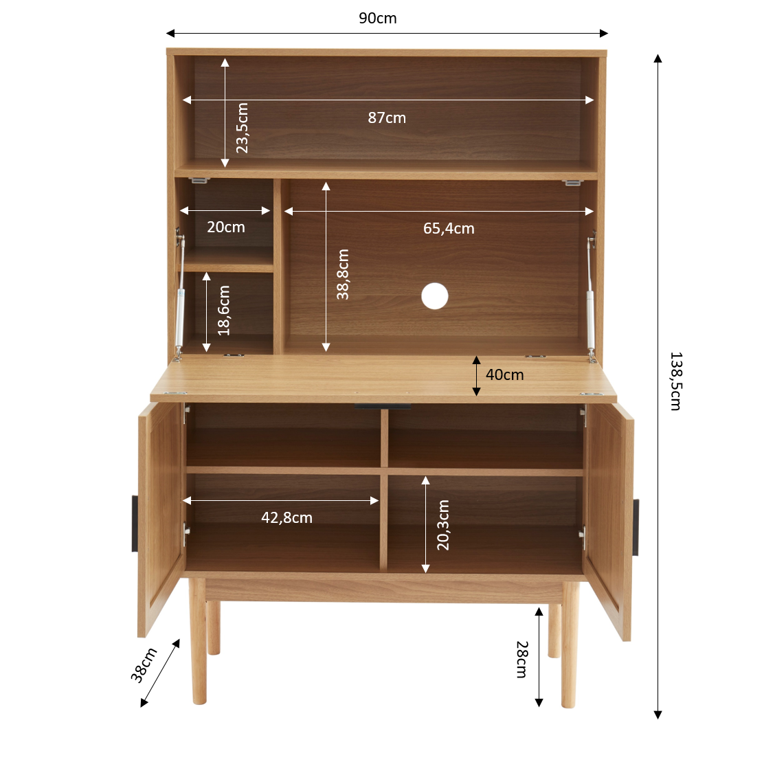 AMANA Rattan Cane Secretary Desk