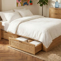 AMANA Rattan Cane Bed Frame with Storage Drawers and Slatted Base