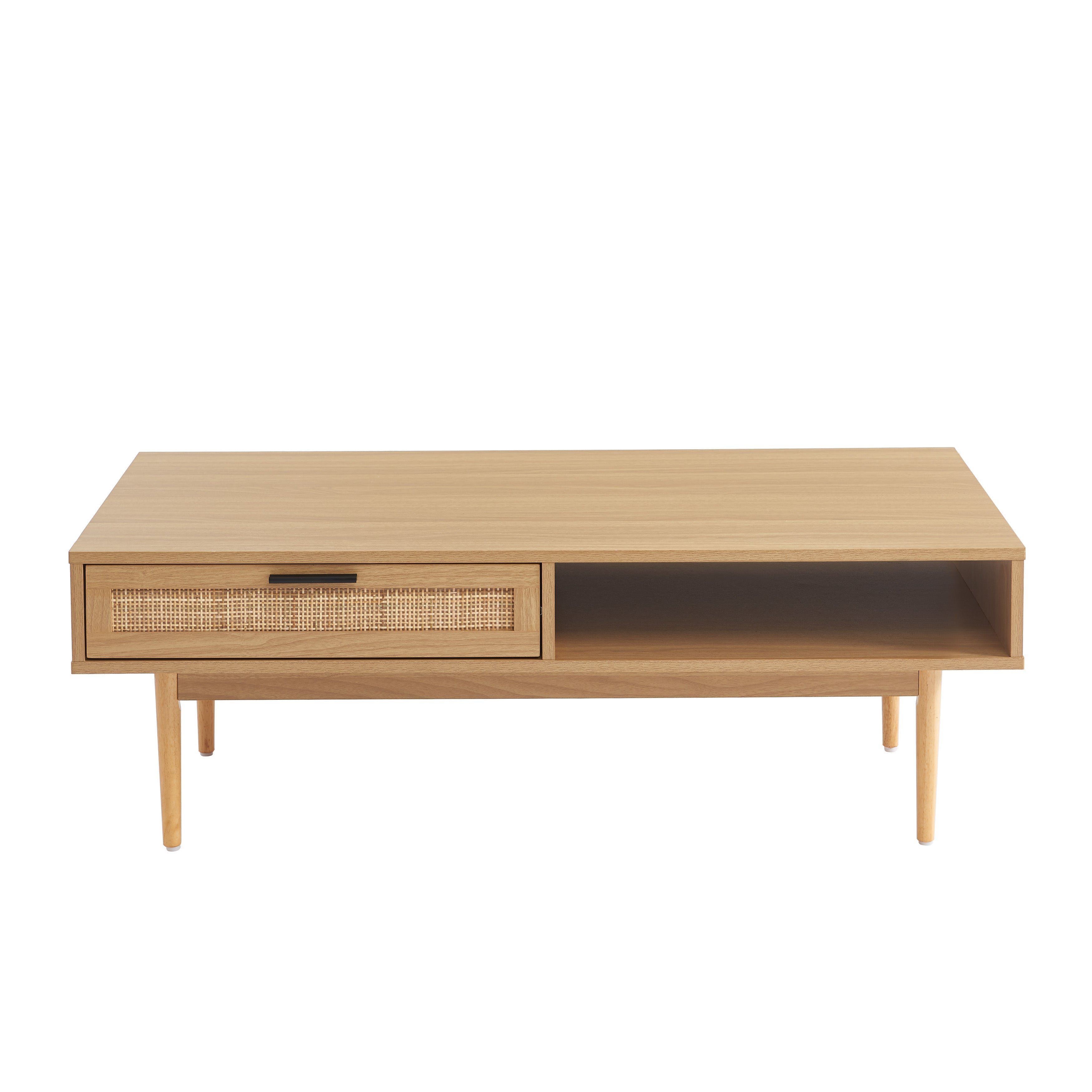 AMANA Coffee Table with Oak Effect and Rattan Cane - Light wood