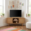 AMANA Oak Effect and Rattan Cane Corner TV Unit
