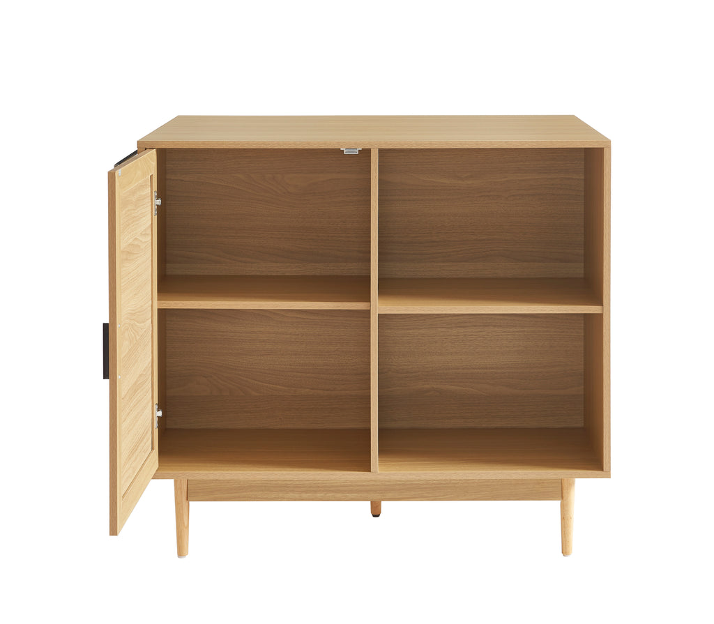 AMANA Kitchen Island with Oak Effect and Rattan Cane Finish