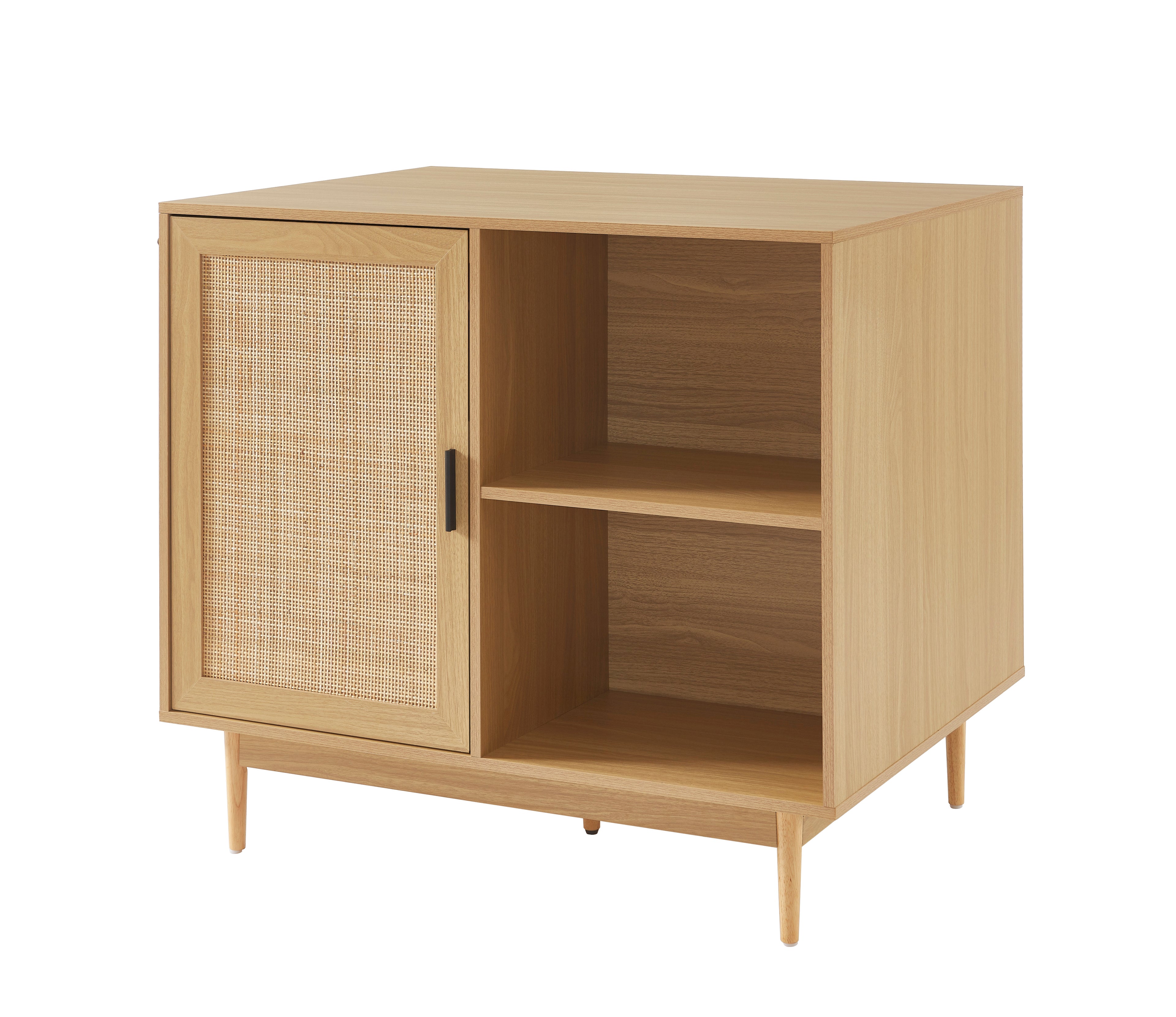 AMANA Kitchen Island with Oak Effect and Rattan Cane Finish