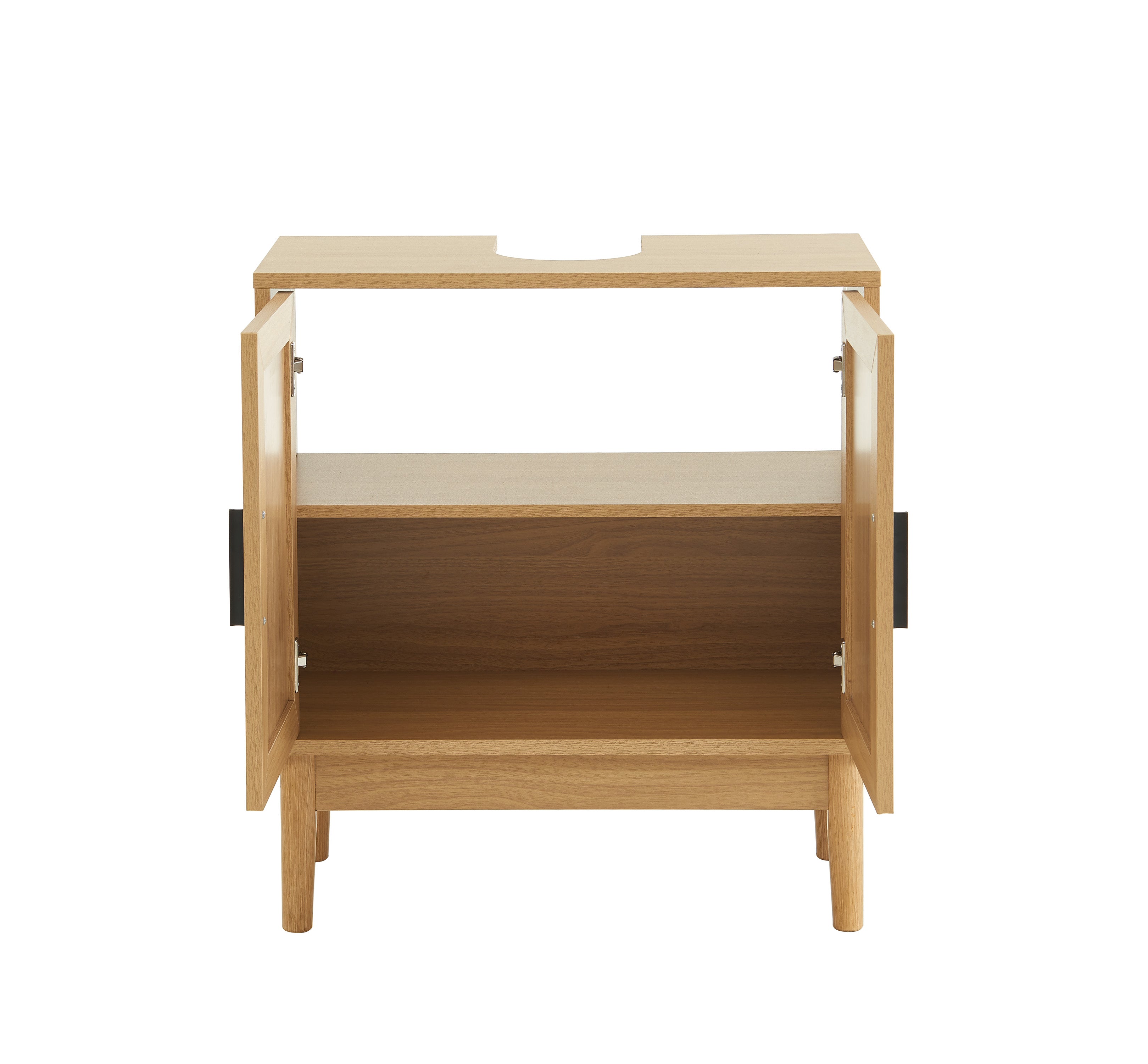 AMANA Compact Bathroom Vanity Unit with Oak Effect and Rattan Cane