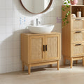 AMANA Compact Bathroom Vanity Unit with Oak Effect and Rattan Cane