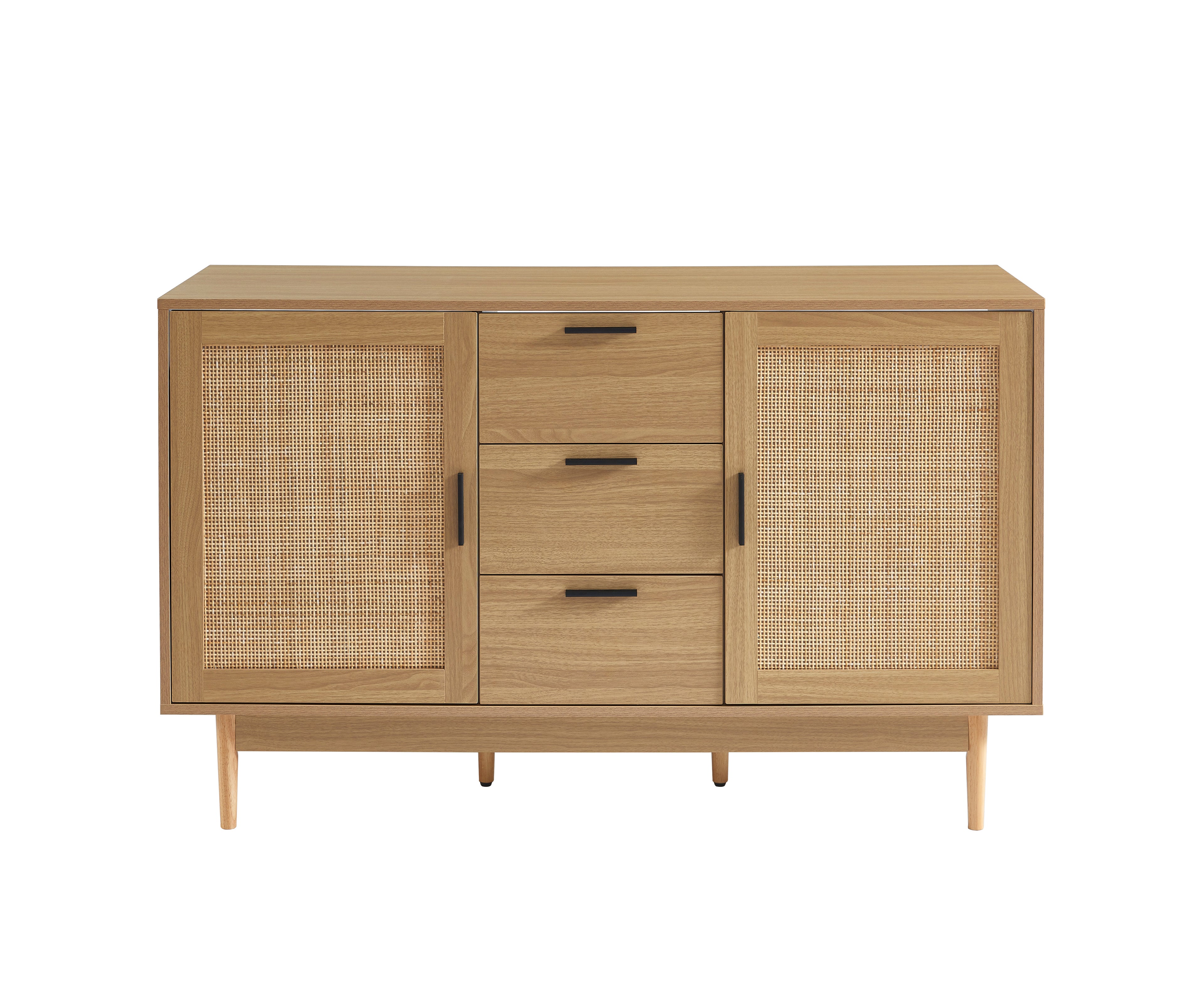 AMANA Bathroom Vanity Unit with Oak Effect and Rattan Cane - Light wood