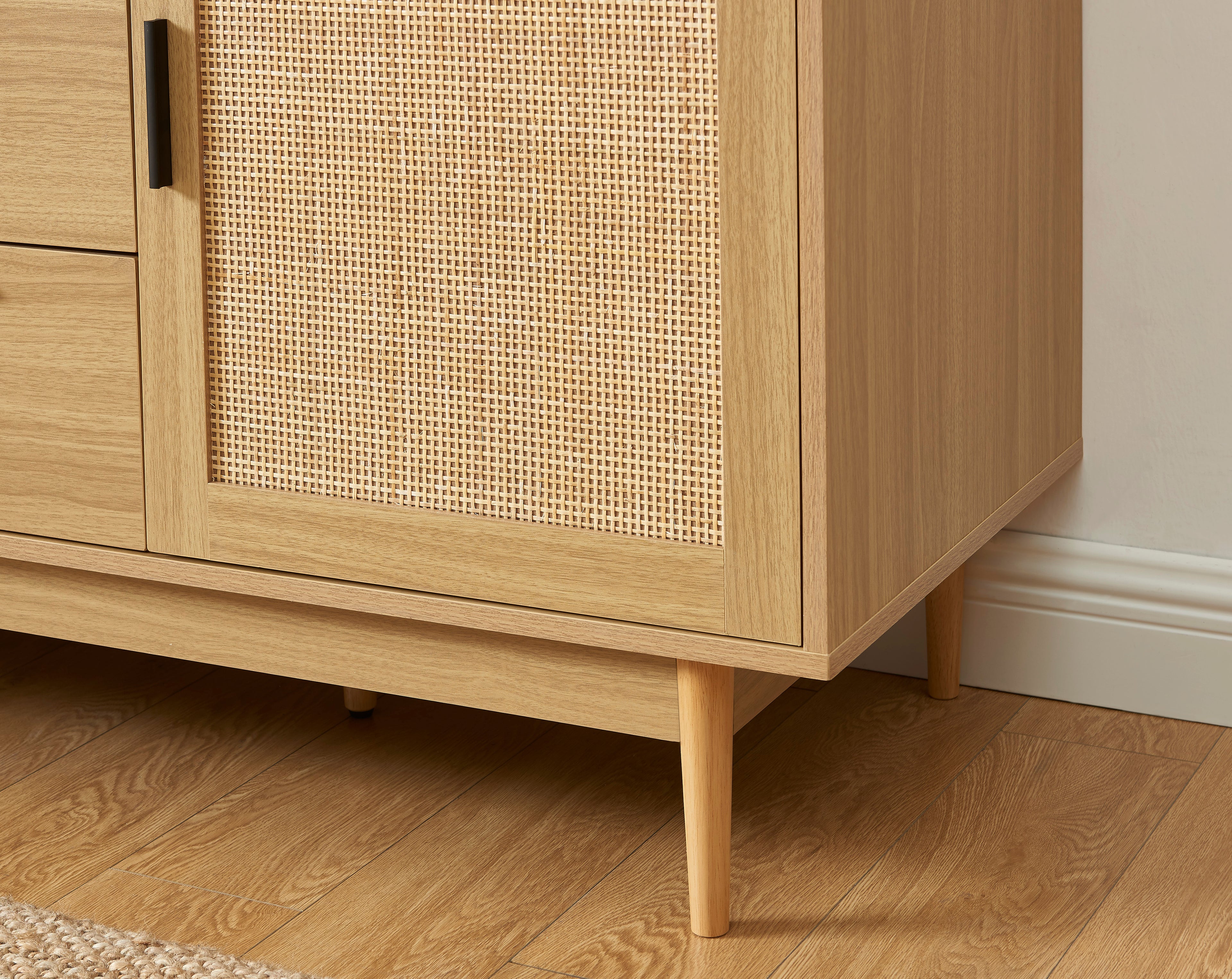 AMANA Bathroom Vanity Unit with Oak Effect and Rattan Cane