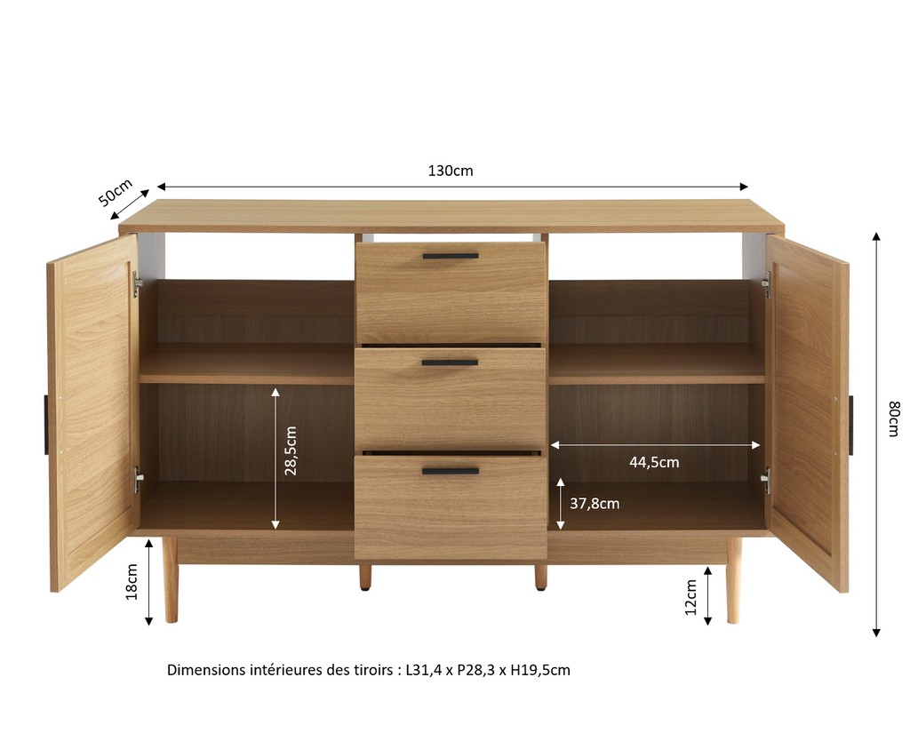 AMANA Bathroom Vanity Unit with Oak Effect and Rattan Cane