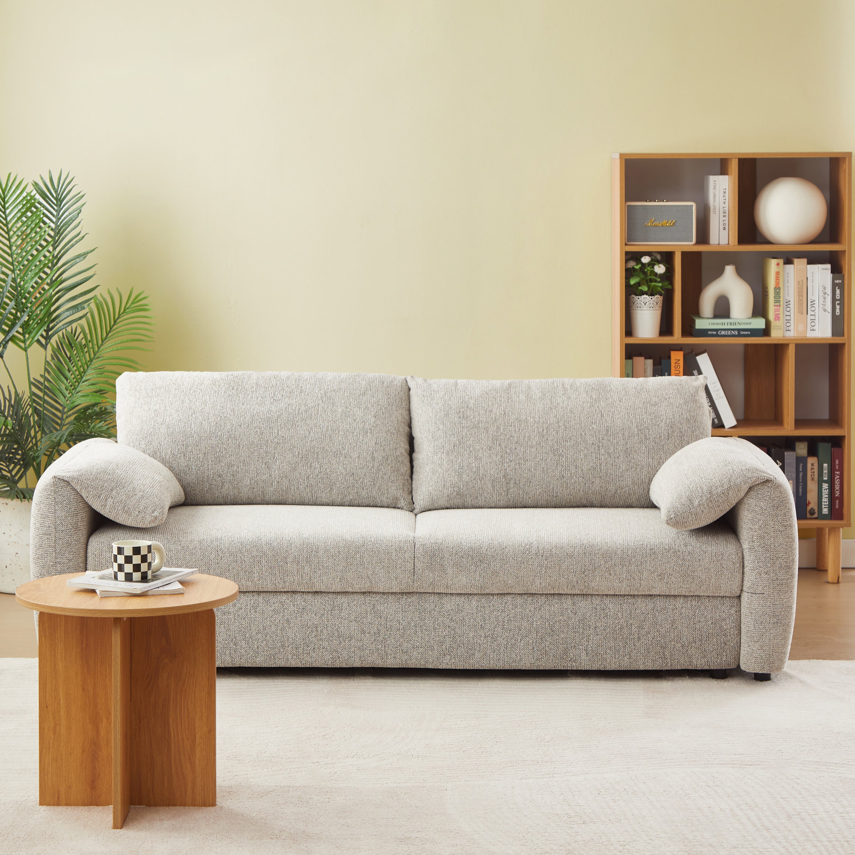 ANGEA Convertible Sleeper Sofa – Woven Chenille Fabric 3-Seater Living Room Furniture