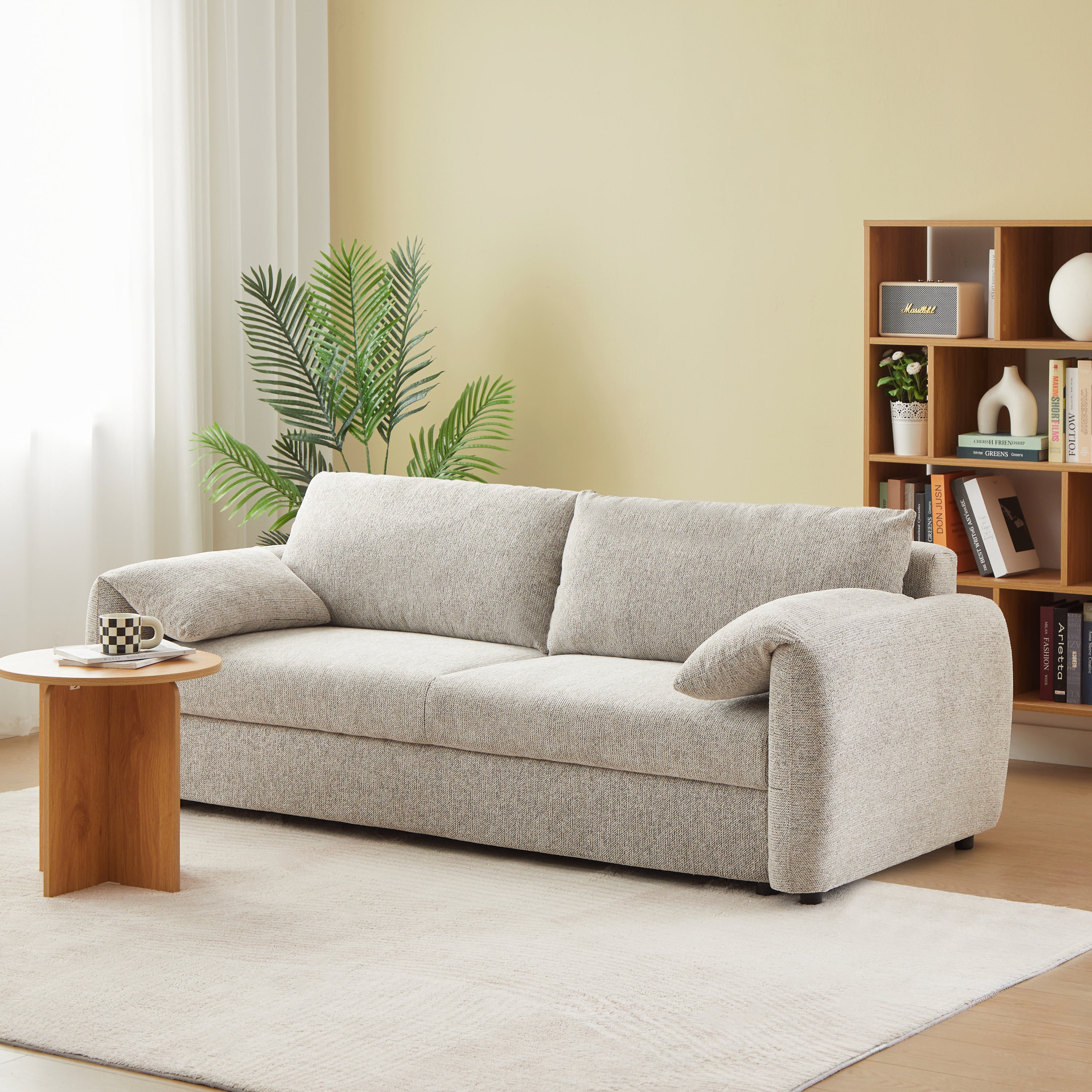 ANGEA Convertible Sleeper Sofa – Woven Chenille Fabric 3-Seater Living Room Furniture