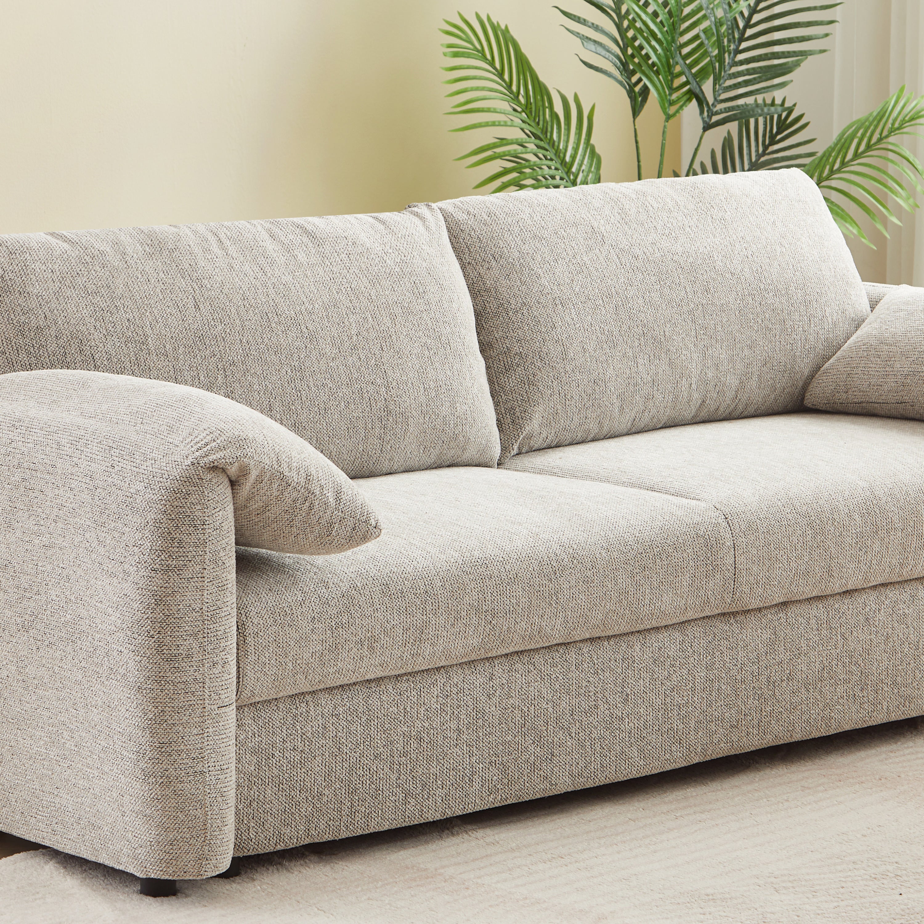 ANGEA Convertible Sleeper Sofa – Woven Chenille Fabric 3-Seater Living Room Furniture