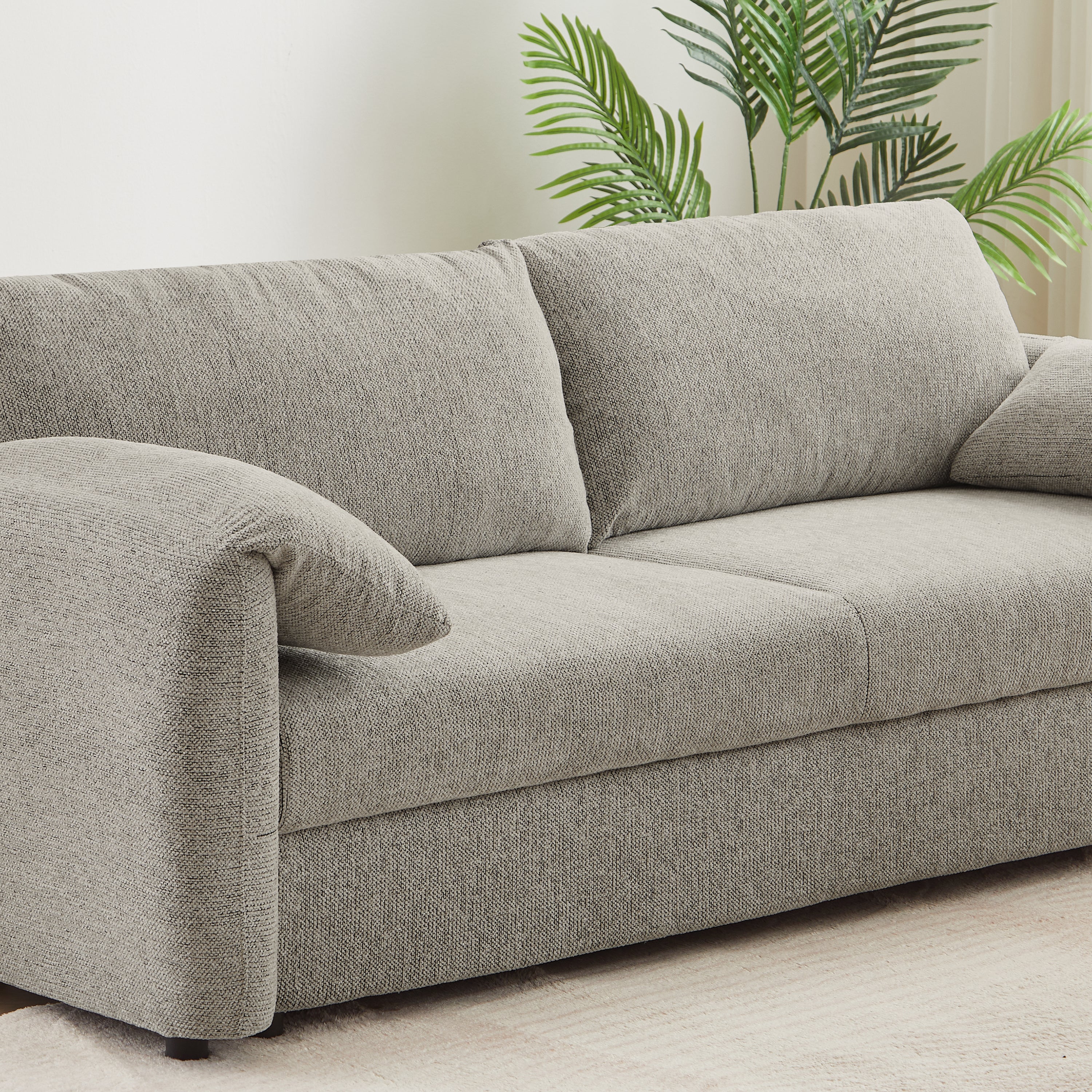 ANGEA Convertible Sleeper Sofa – Woven Chenille Fabric 3-Seater Living Room Furniture