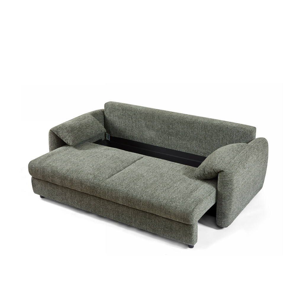 Convertible Sofa Angea 3 Seater Woven Chenille Green – Green