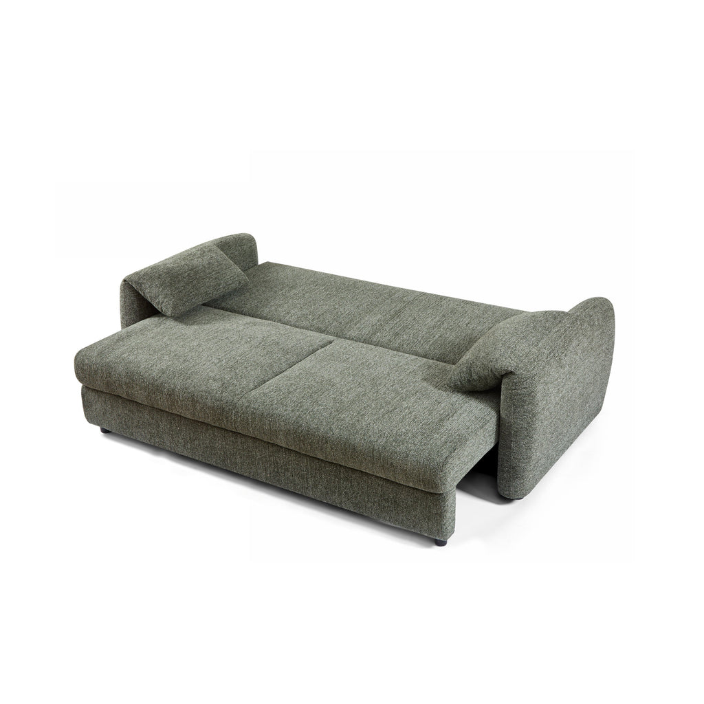 Convertible Sofa Angea 3 Seater Woven Chenille Green – Green
