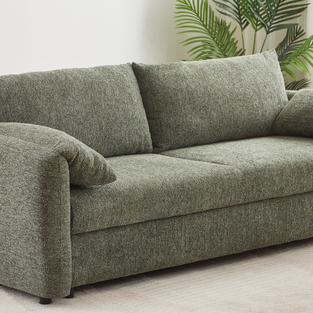 Convertible Sofa Angea 3 Seater Woven Chenille Green – Green