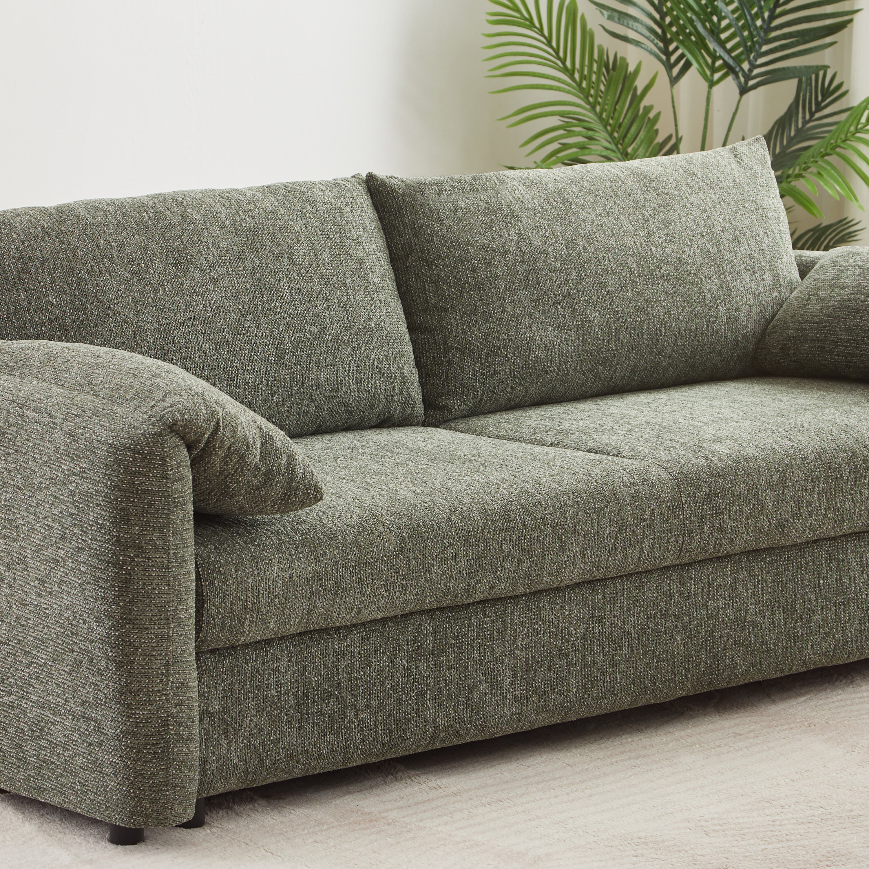 Convertible Sofa Angea 3 Seater Woven Chenille Green – Green