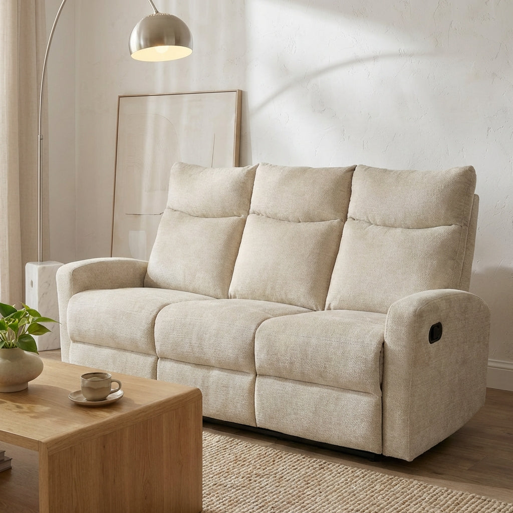 ANTARES Manual Reclining 3-Seater Sofa - Beige
