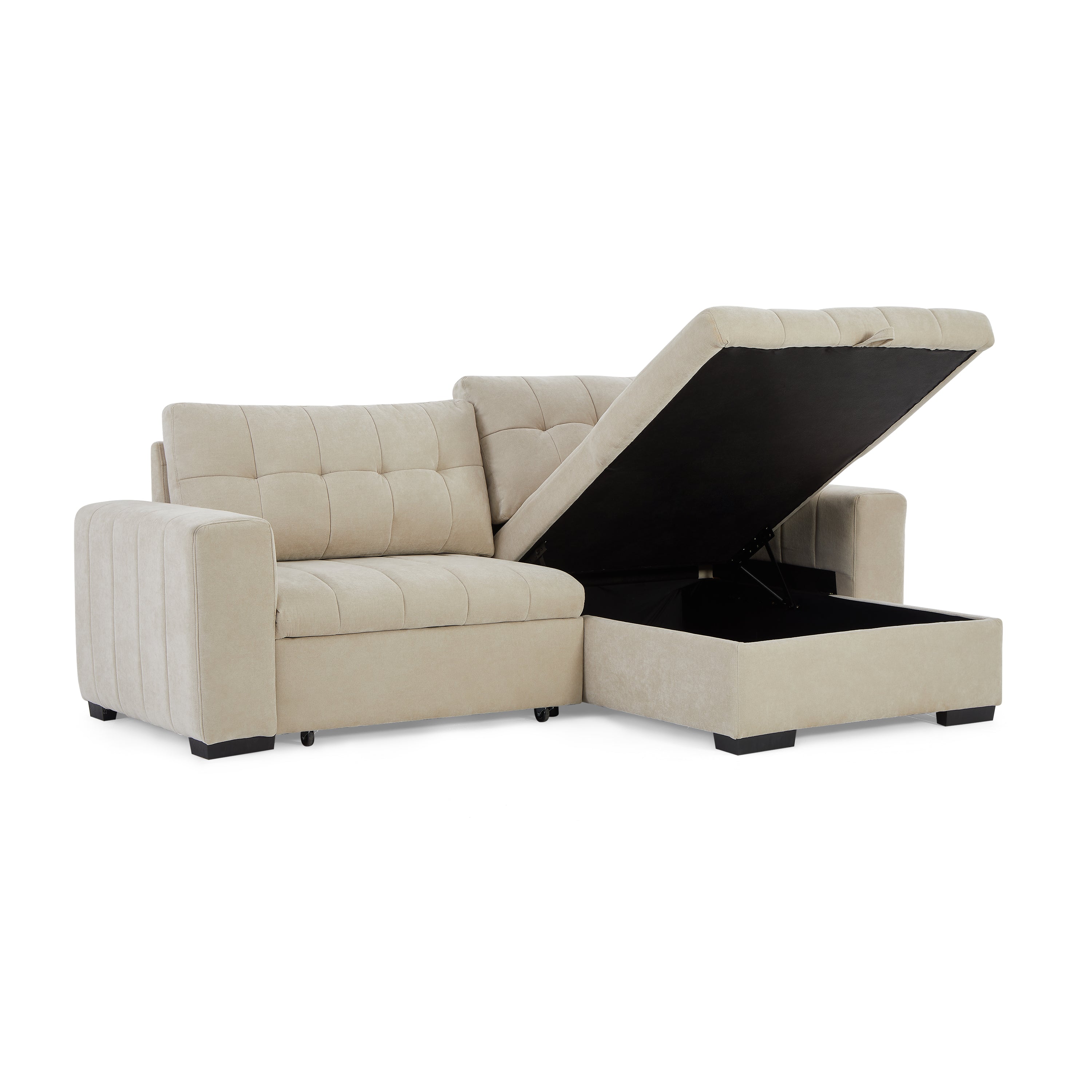 ARISTA 98" Reversible Convertible Sectional Sofa – Beige