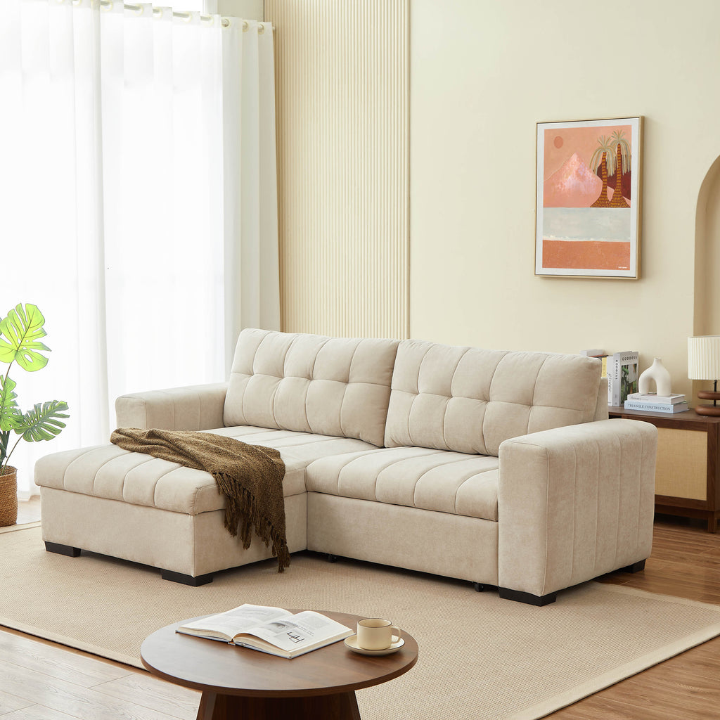 ARISTA 98" Reversible Convertible Sectional Sofa – Beige