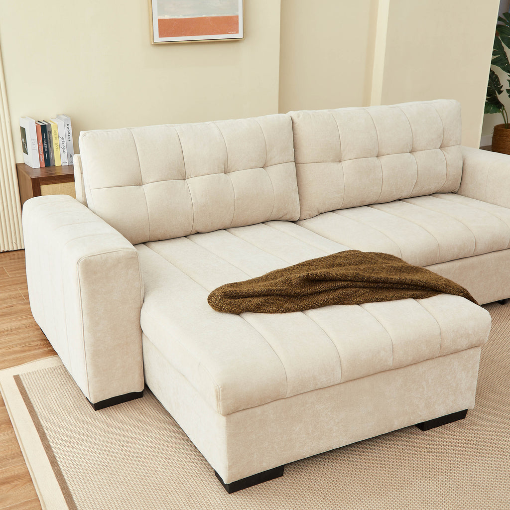 ARISTA 98" Reversible Convertible Sectional Sofa – Beige