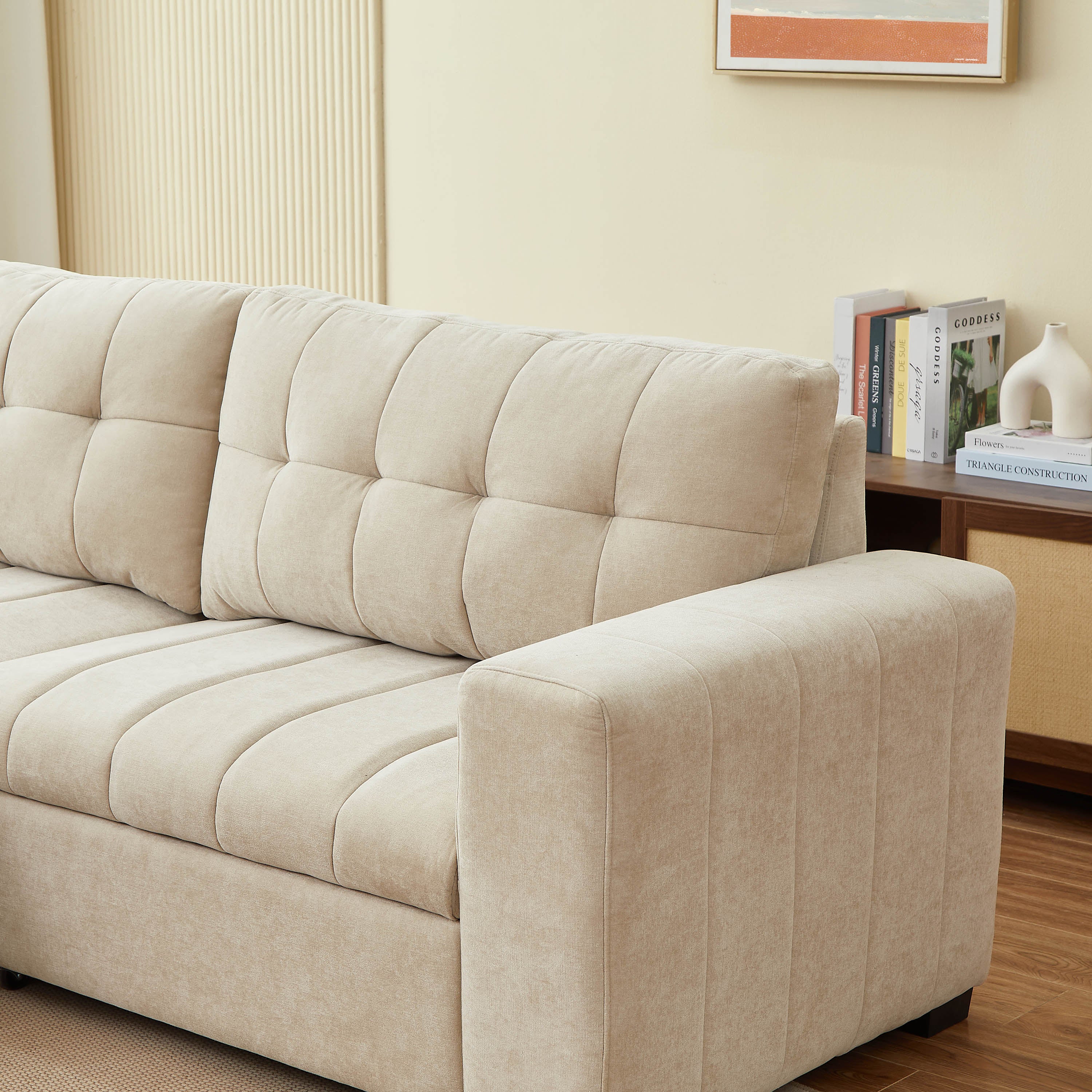 ARISTA 98" Reversible Convertible Sectional Sofa – Beige