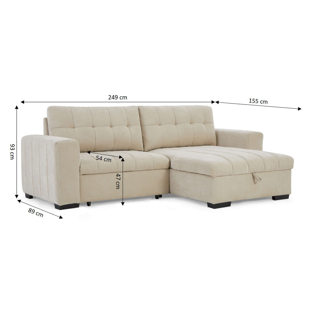 ARISTA 98" Reversible Convertible Sectional Sofa – Beige