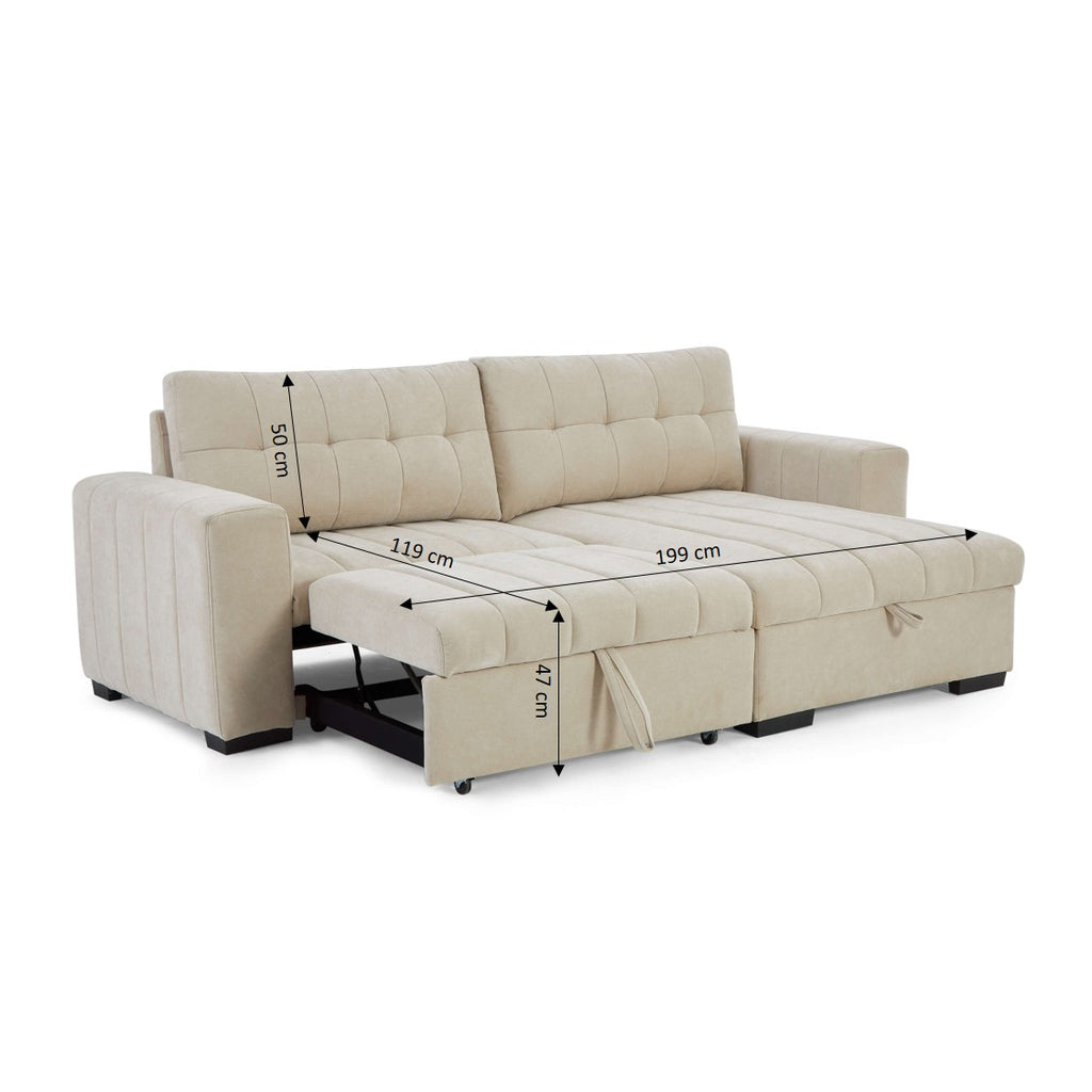 ARISTA 98" Reversible Convertible Sectional Sofa – Beige