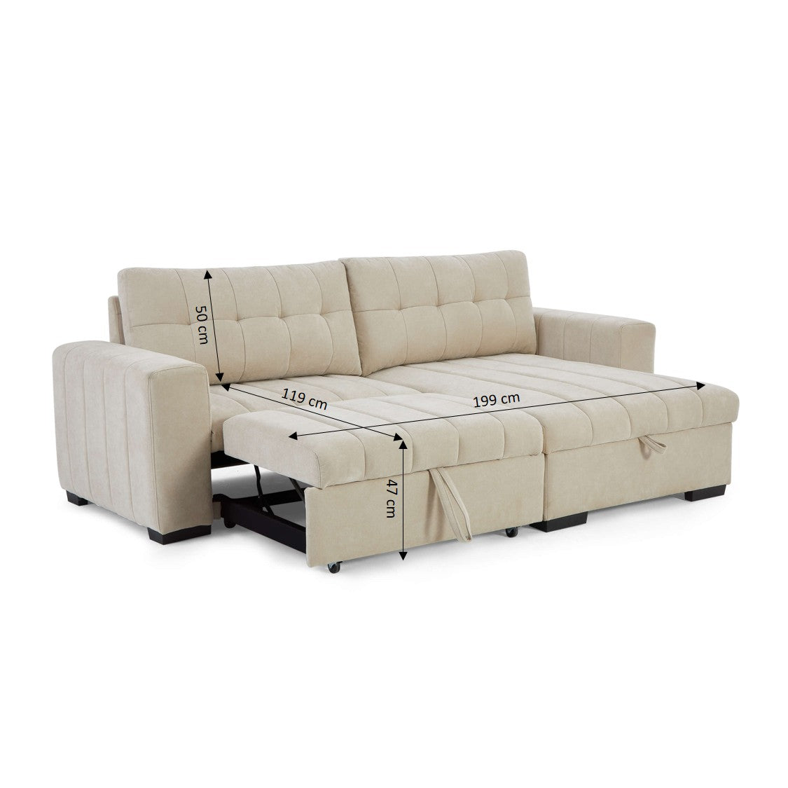 ARISTA 98" Reversible Convertible Sectional Sofa – Beige
