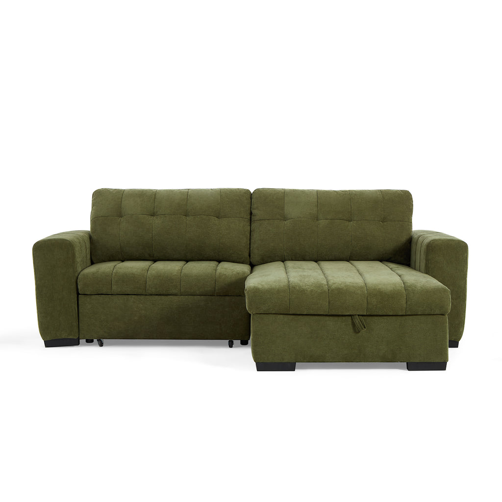 ARISTA 98" Reversible Convertible Sectional Sofa – Green