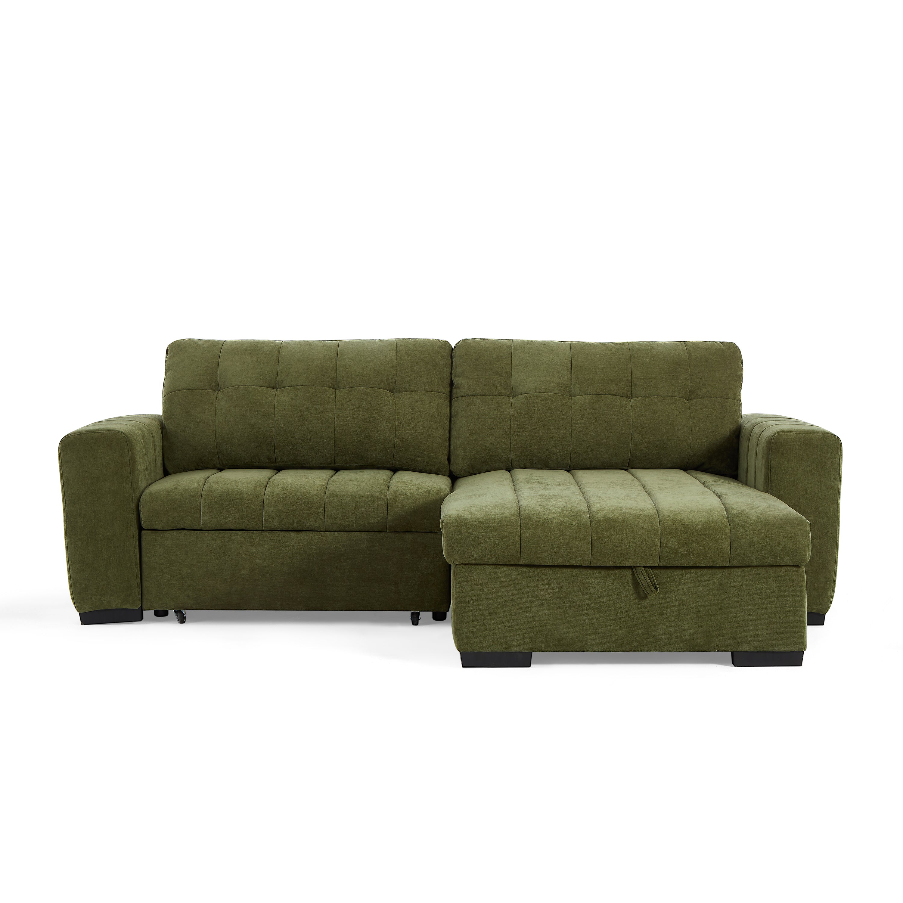 ARISTA 98" Reversible Convertible Sectional Sofa – Green