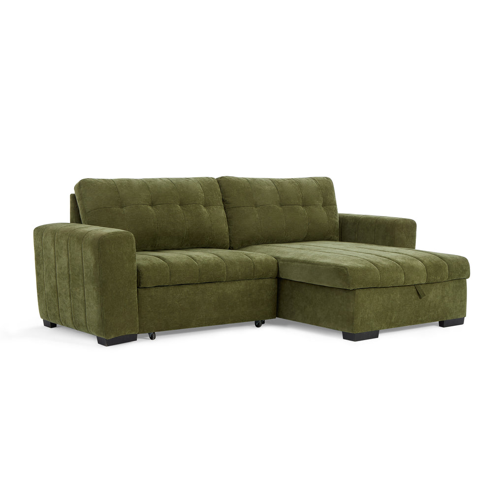 ARISTA 98" Reversible Convertible Sectional Sofa – Green