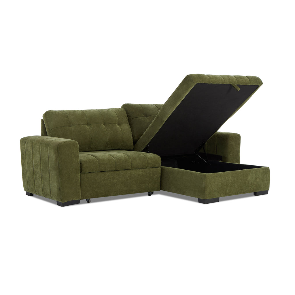 ARISTA 98" Reversible Convertible Sectional Sofa – Green