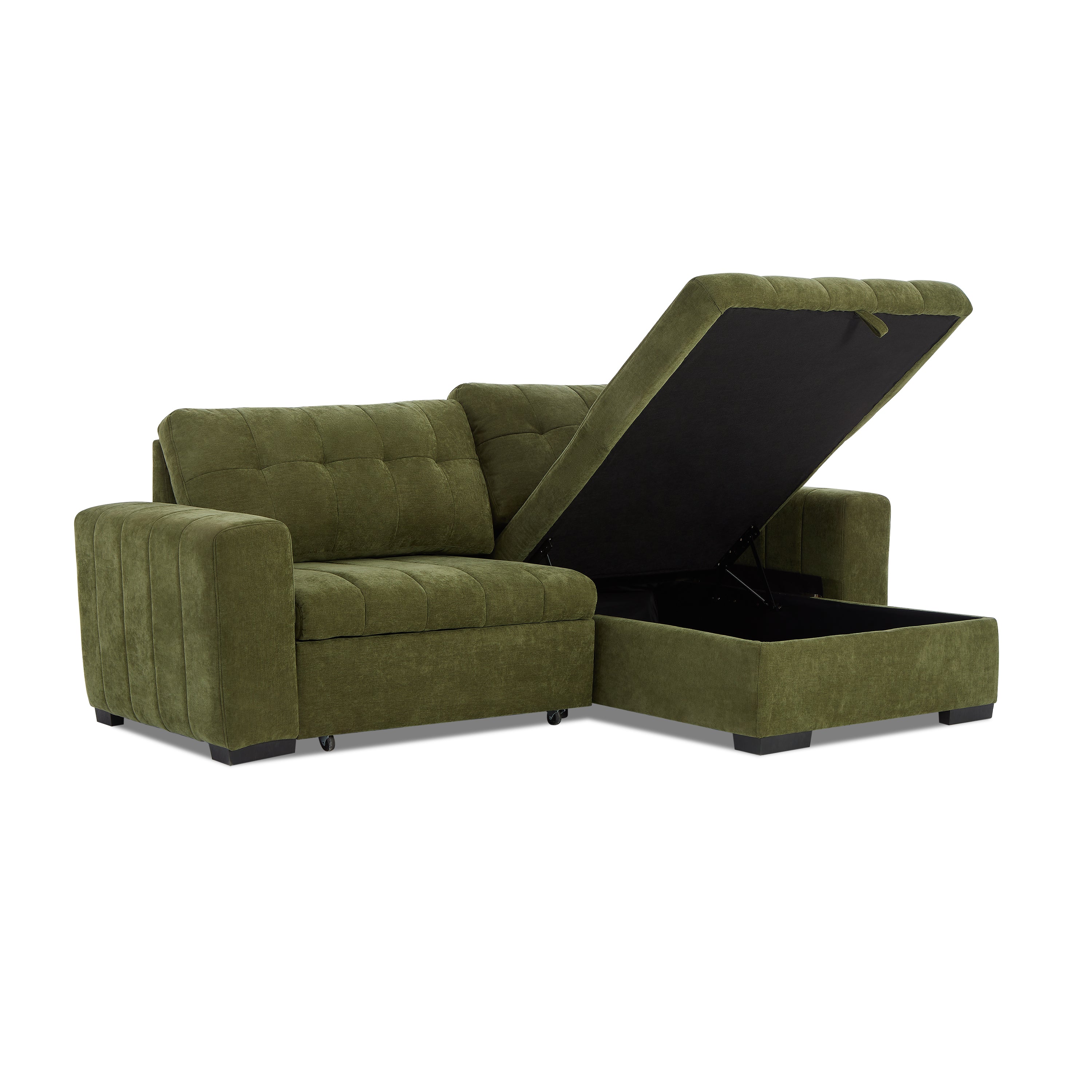 ARISTA 98" Reversible Convertible Sectional Sofa – Green