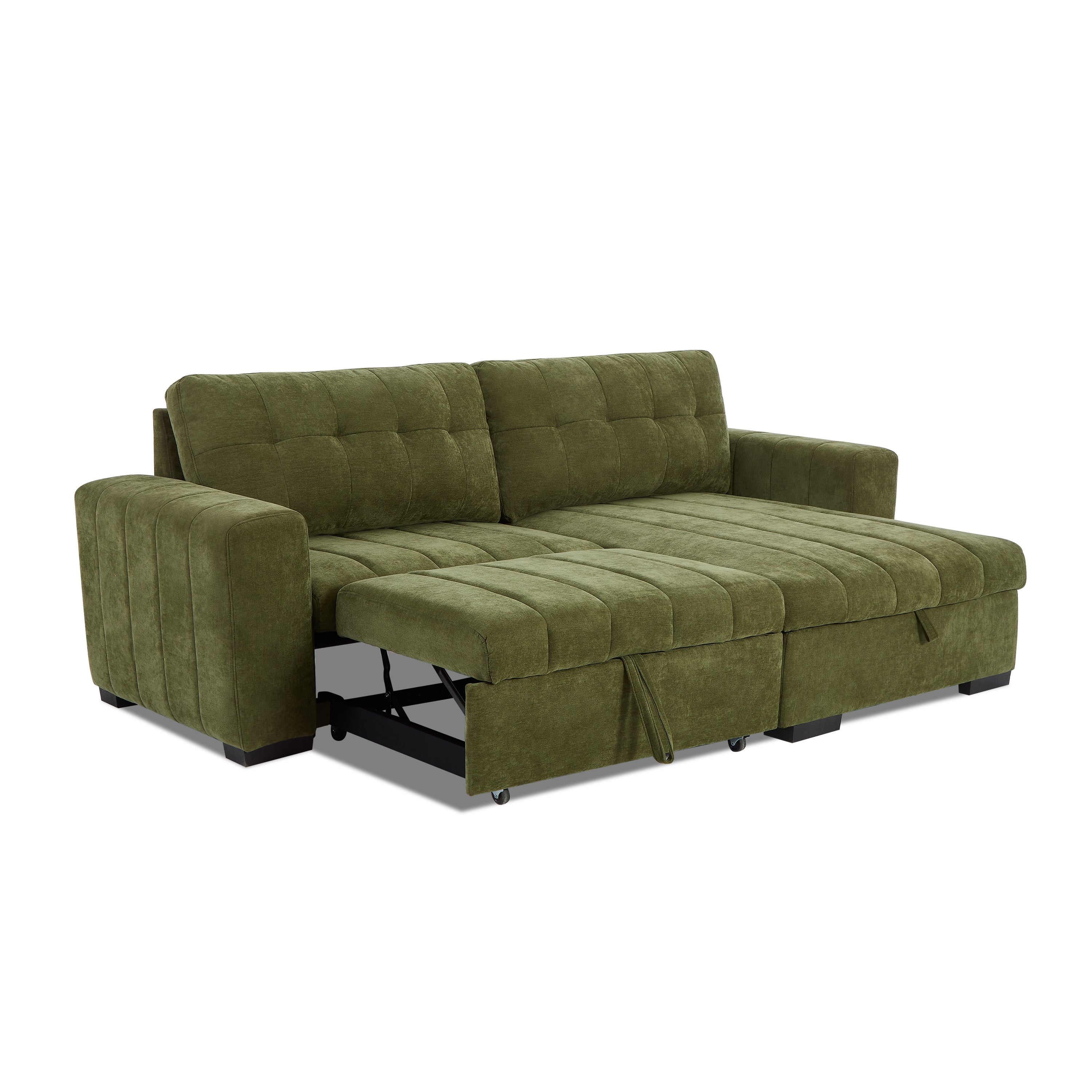 ARISTA 98" Reversible Convertible Sectional Sofa – Green