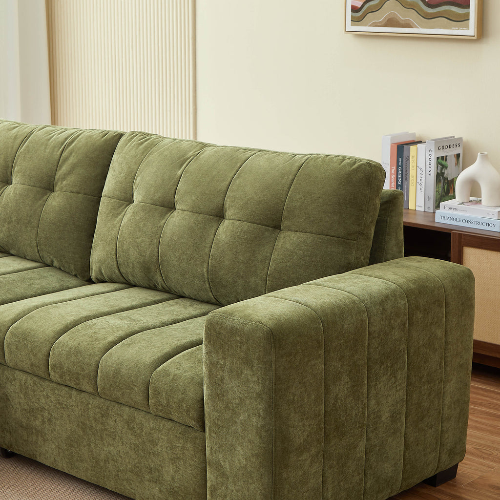 ARISTA 98" Reversible Convertible Sectional Sofa – Green