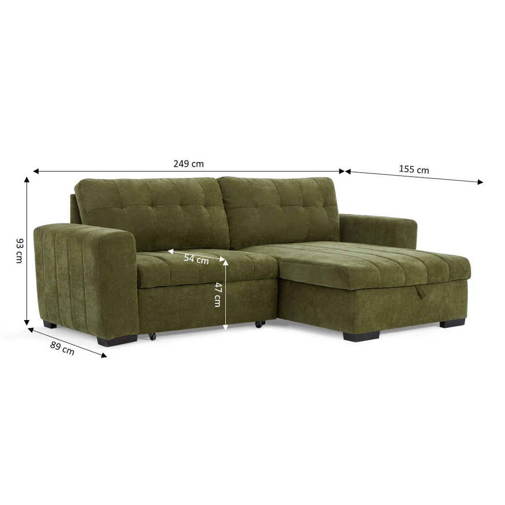 ARISTA 98" Reversible Convertible Sectional Sofa – Green