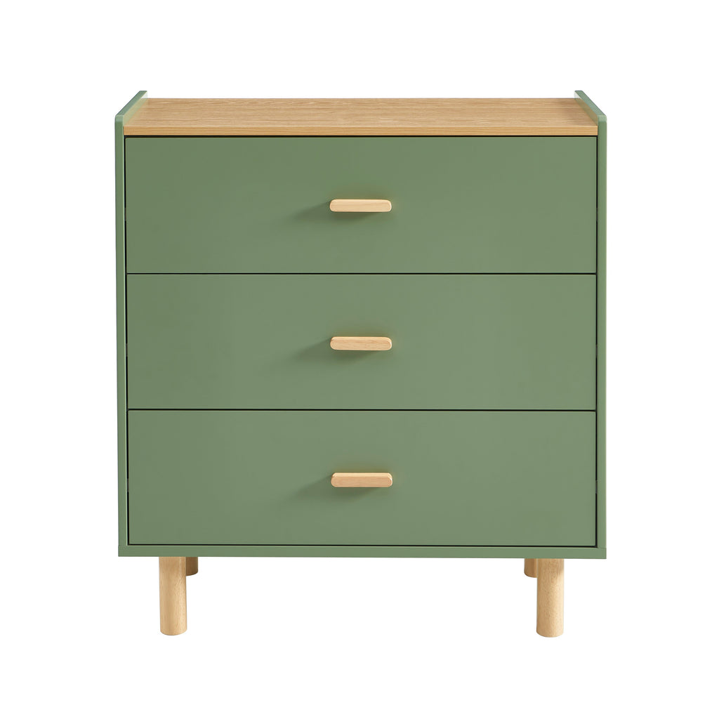 Kids Chest Of Drawers Aura 3 Drawers Green et Oak-effect 80 Cm – Green