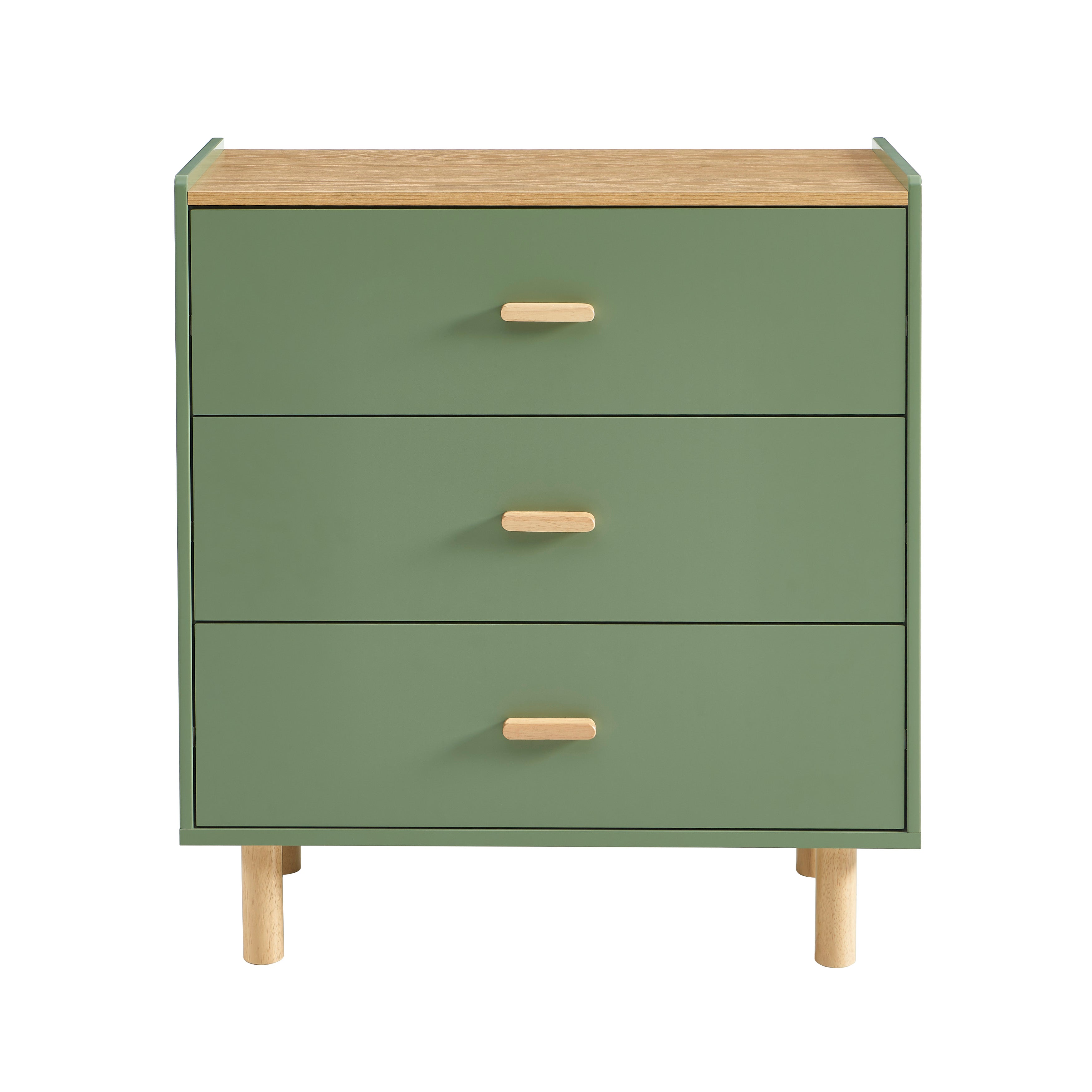 Kids Chest Of Drawers Aura 3 Drawers Green et Oak-effect 80 Cm – Green