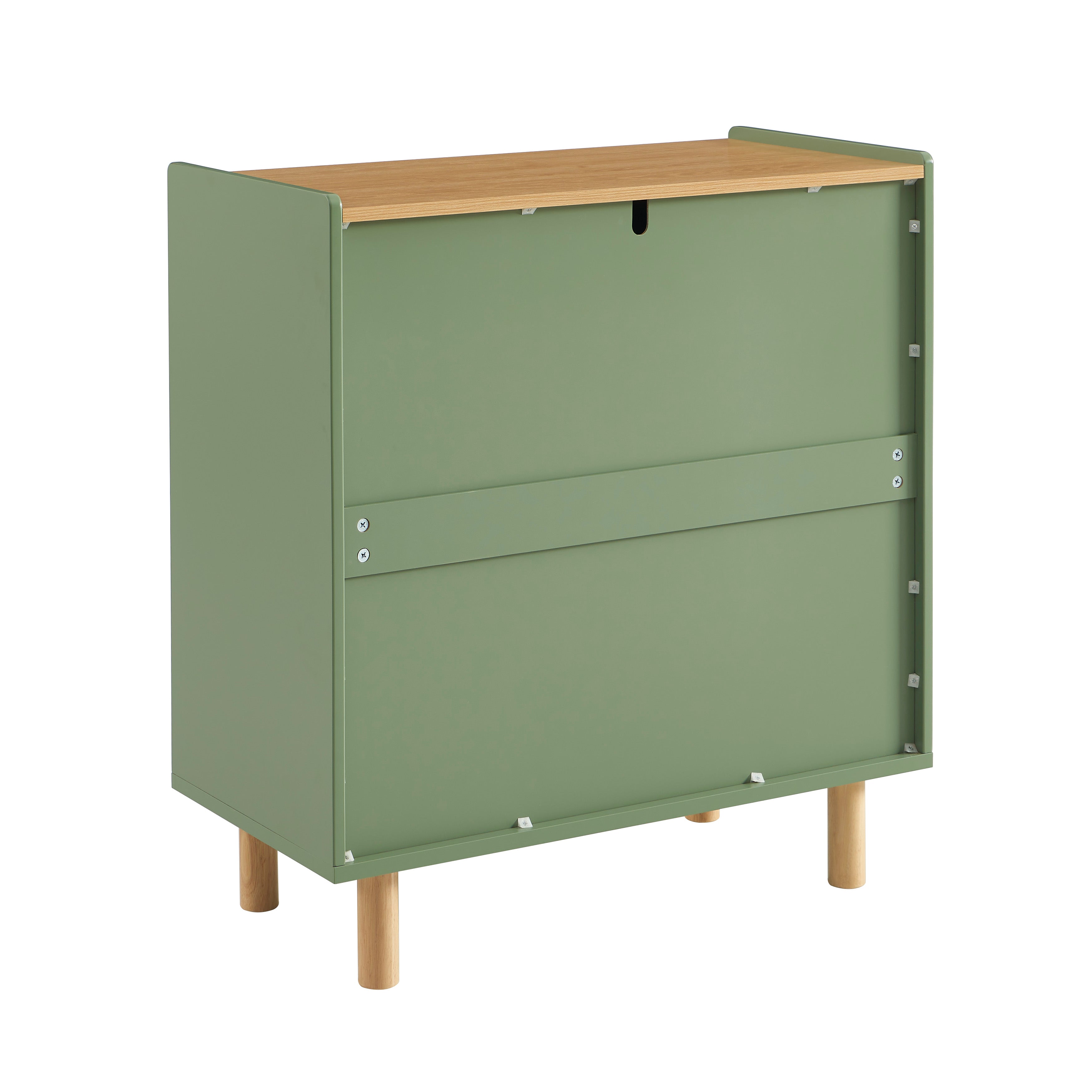 Kids Chest Of Drawers Aura 3 Drawers Green et Oak-effect 80 Cm – Green