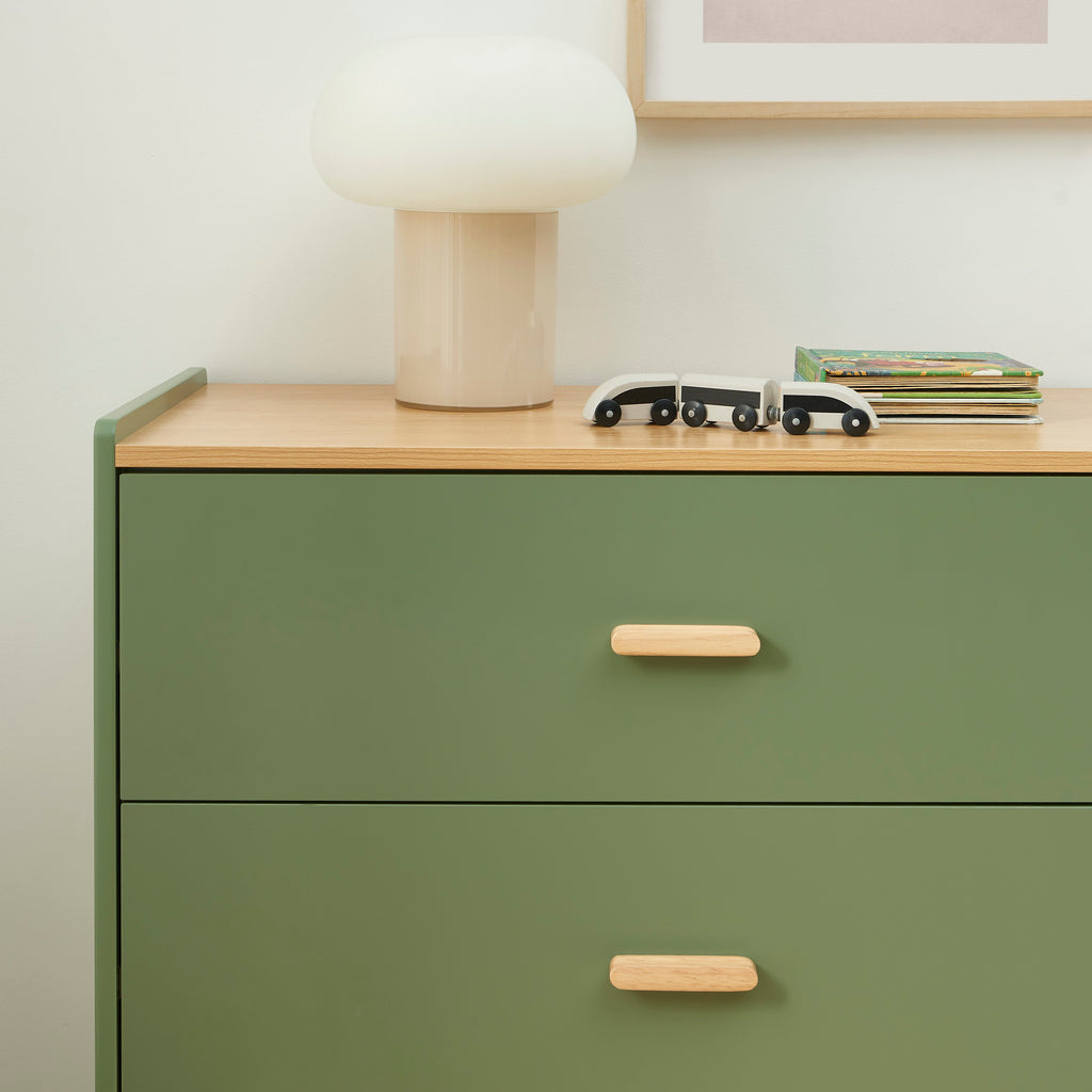 Kids Chest Of Drawers Aura 3 Drawers Green et Oak-effect 80 Cm – Green