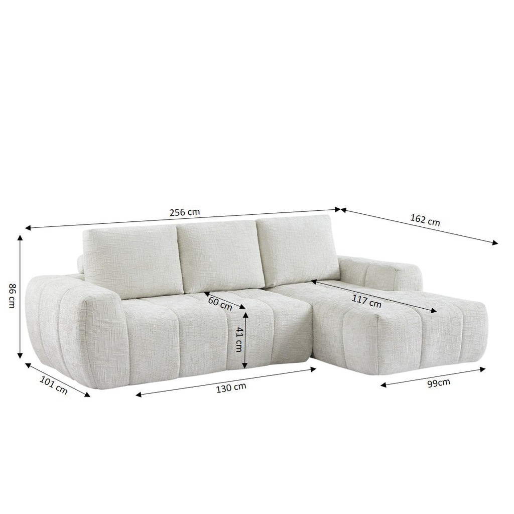 AUREA Right-Facing Fabric Corner Sofa – Beige