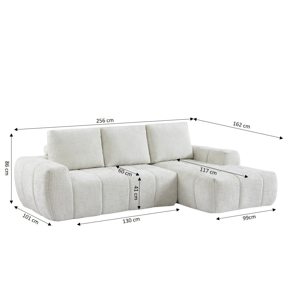 AUREA Right-Facing Fabric Corner Sofa – Beige
