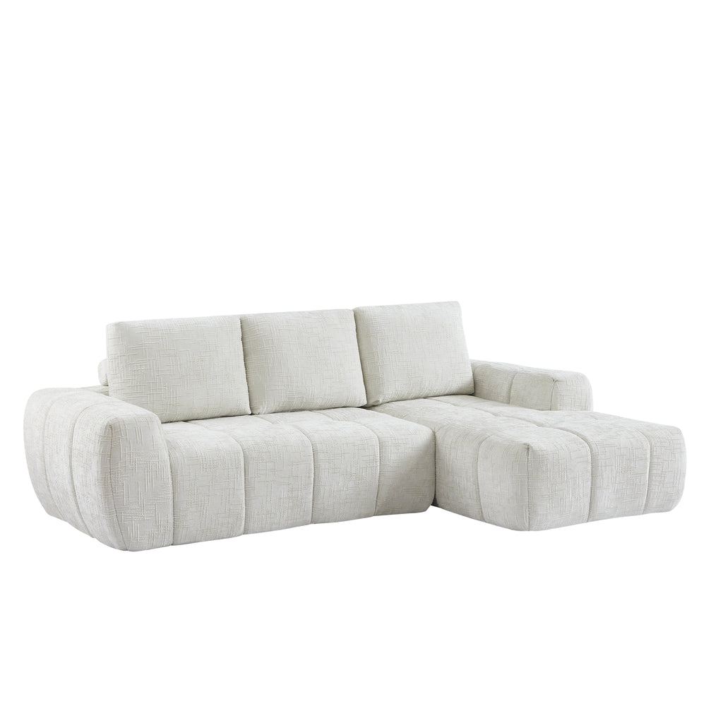 AUREA Right-Facing Fabric Corner Sofa – Beige