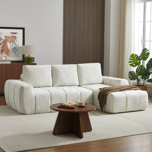 AUREA Right-Facing Fabric Corner Sofa – Beige