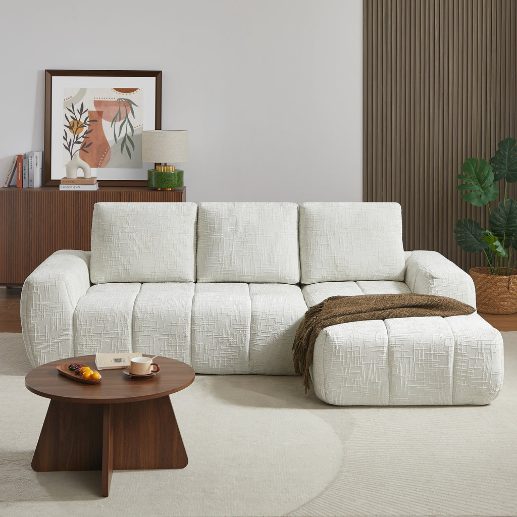 AUREA Right-Facing Fabric Corner Sofa – Beige