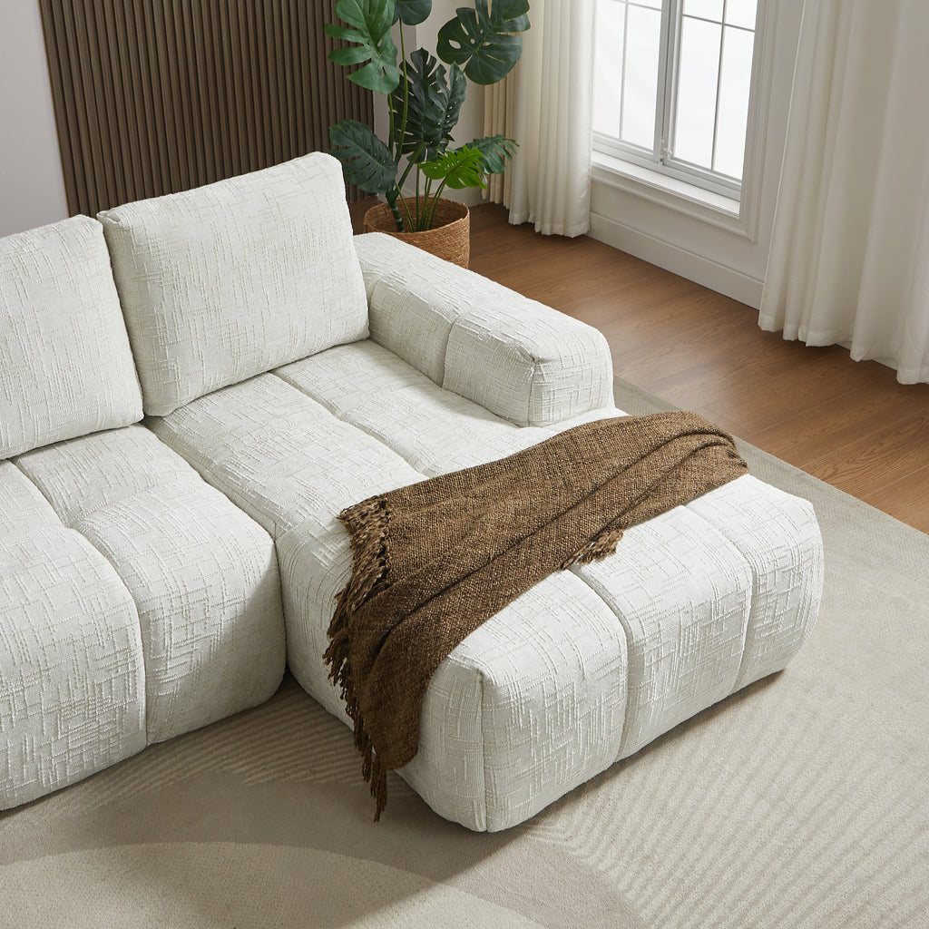 AUREA Right-Facing Fabric Corner Sofa – Beige
