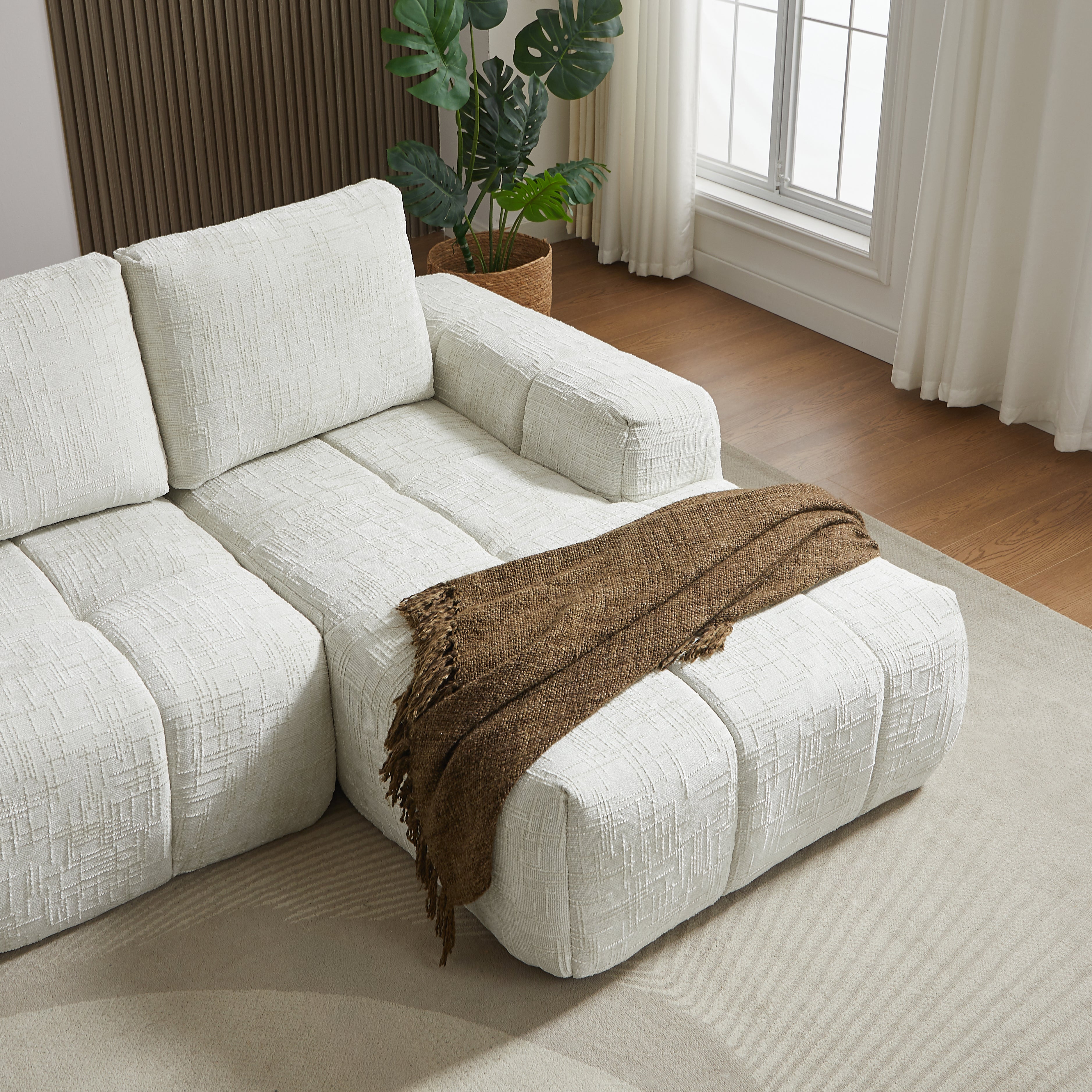AUREA Right-Facing Fabric Corner Sofa – Beige